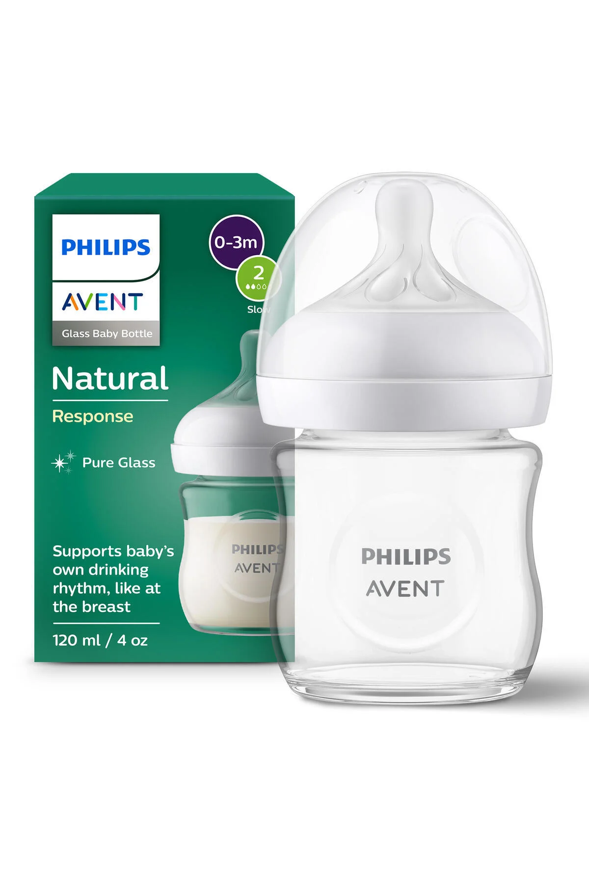 Biberon din sticlă PHILIPS AVENT SCY930/01, Natural Response, 120