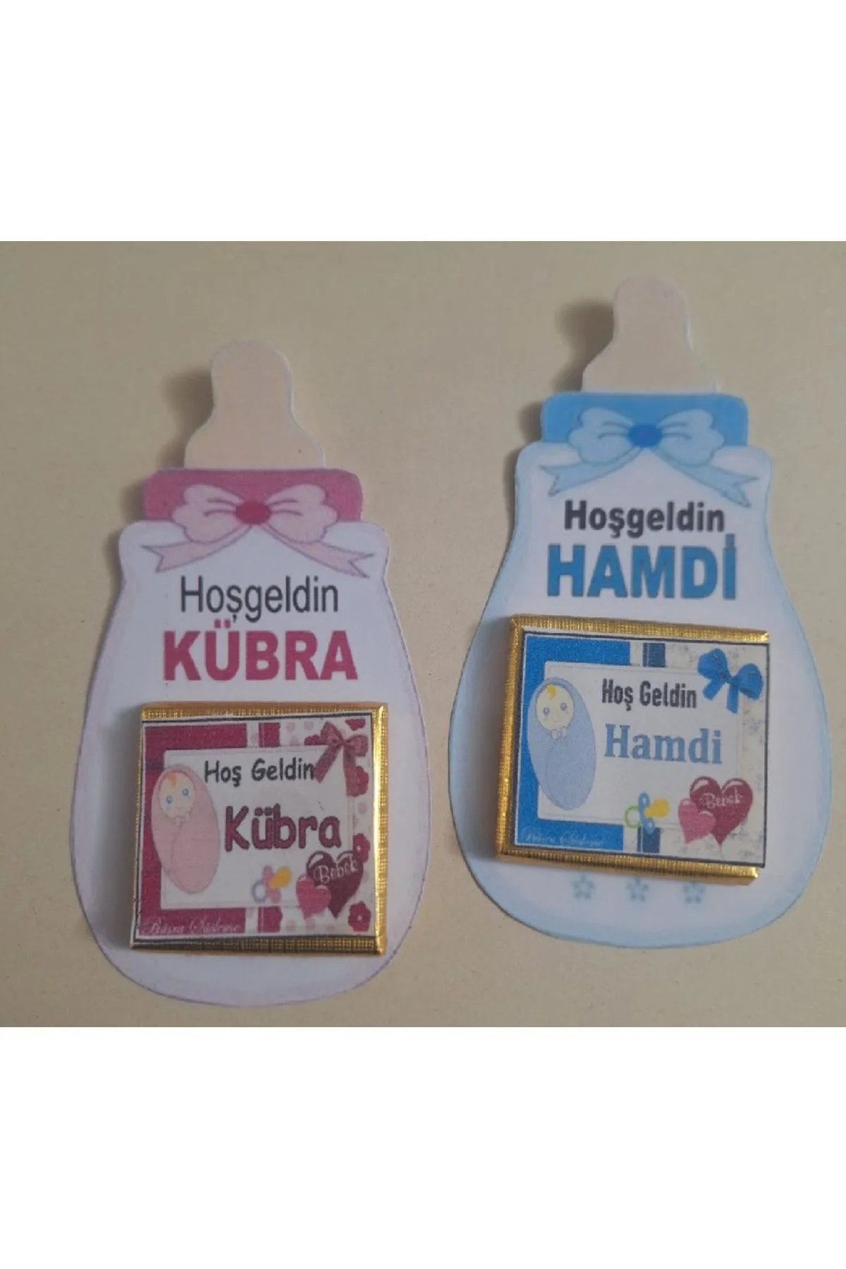 BİBERONLU KARTLI BEBEK ÇİKOLATASI, BEBEK HEDİYELİĞİ 20 Lİ ERKEK