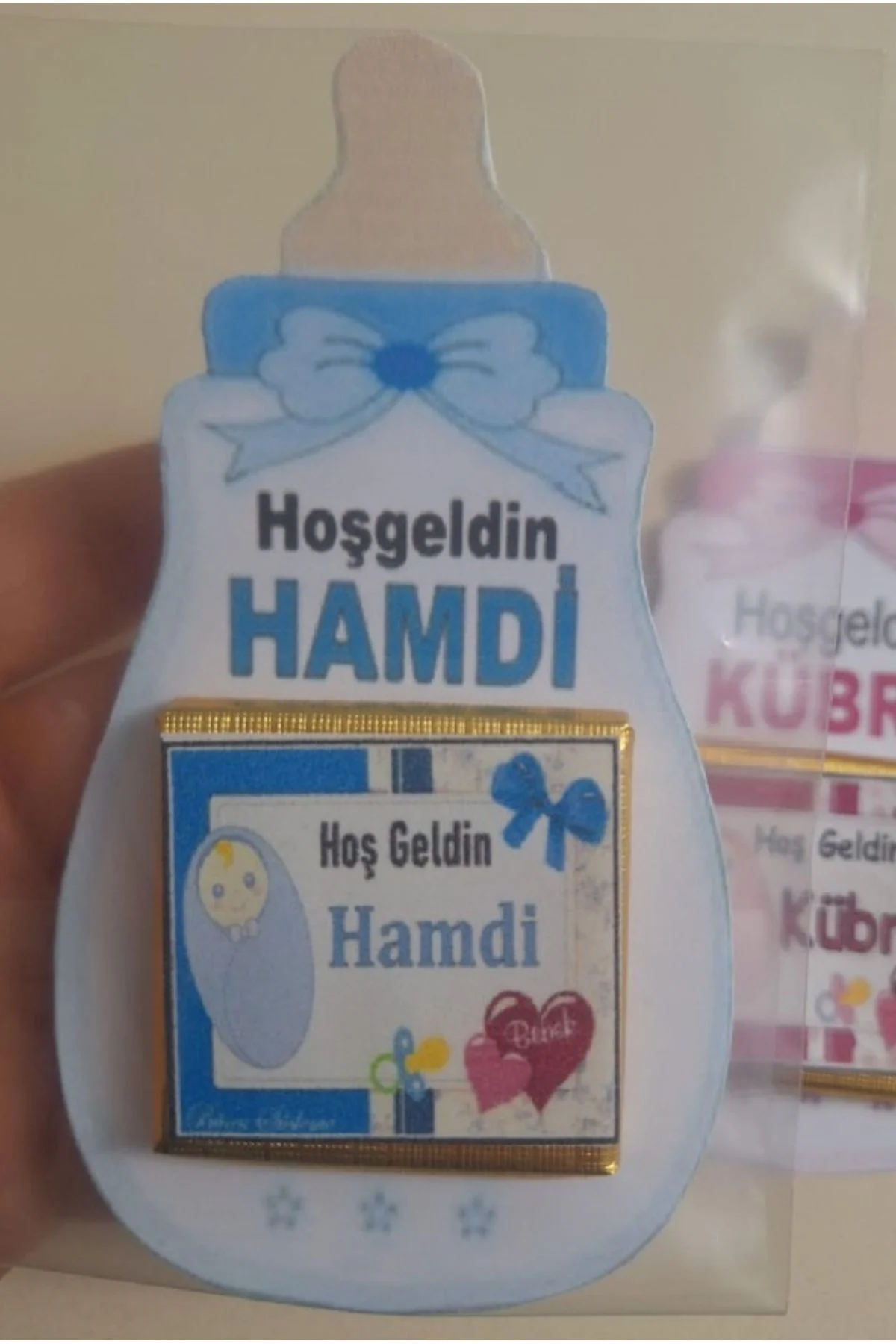 BİBERONLU KARTLI BEBEK ÇİKOLATASI, BEBEK HEDİYELİĞİ 20 Lİ ERKEK