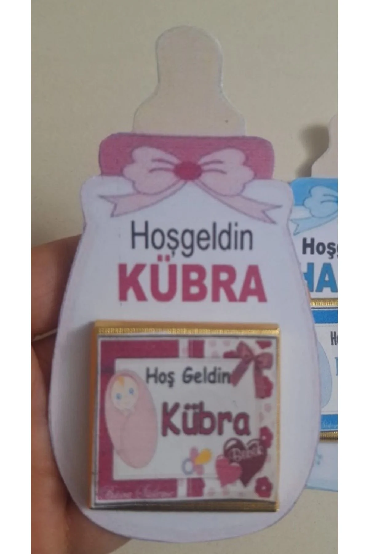 BİBERONLU KARTLI BEBEK ÇİKOLATASI, BEBEK HEDİYELİĞİ 20 Lİ KIZ