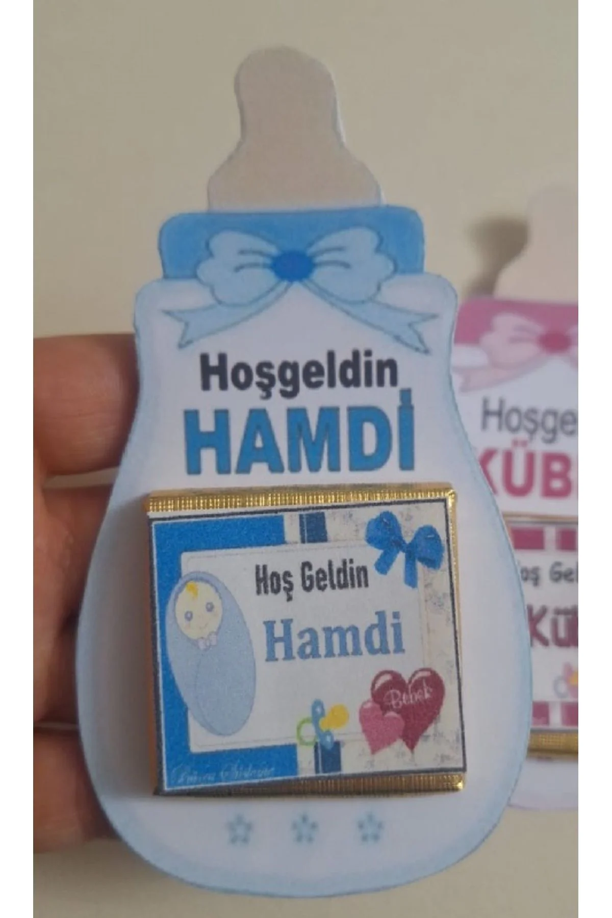 BİBERONLU KARTLI BEBEK ÇİKOLATASI, BEBEK HEDİYELİĞİ 20 Lİ ERKEK