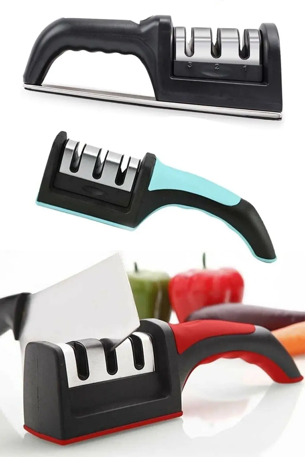 Bıçak Bileme Aleti 3 Açılı Elmas El Bıçakları Biley Aparatı Ergon