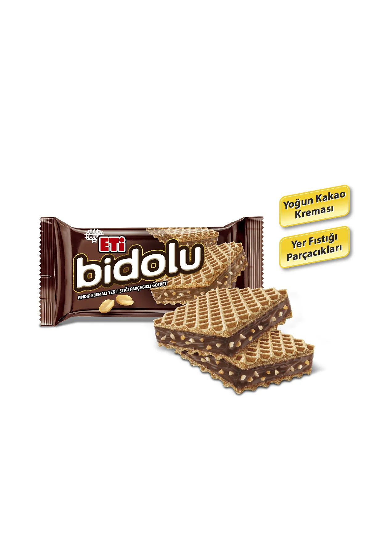 Bidolu Fındık Kremalı Yer Fıstığı Parçacıklı Gofret 81 g x 12 Ade