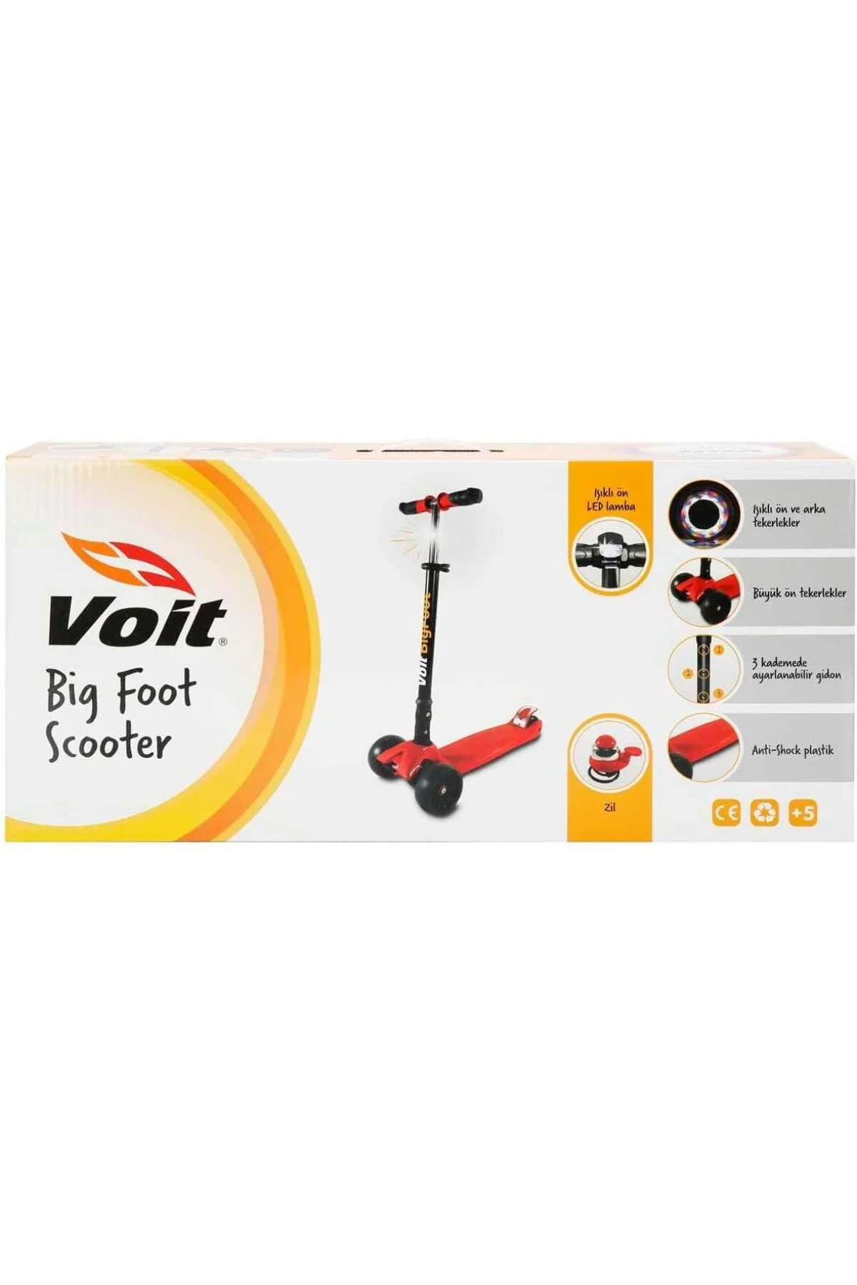 Big Foot 3 Tekerlekli Işıklı Siyah Scooter