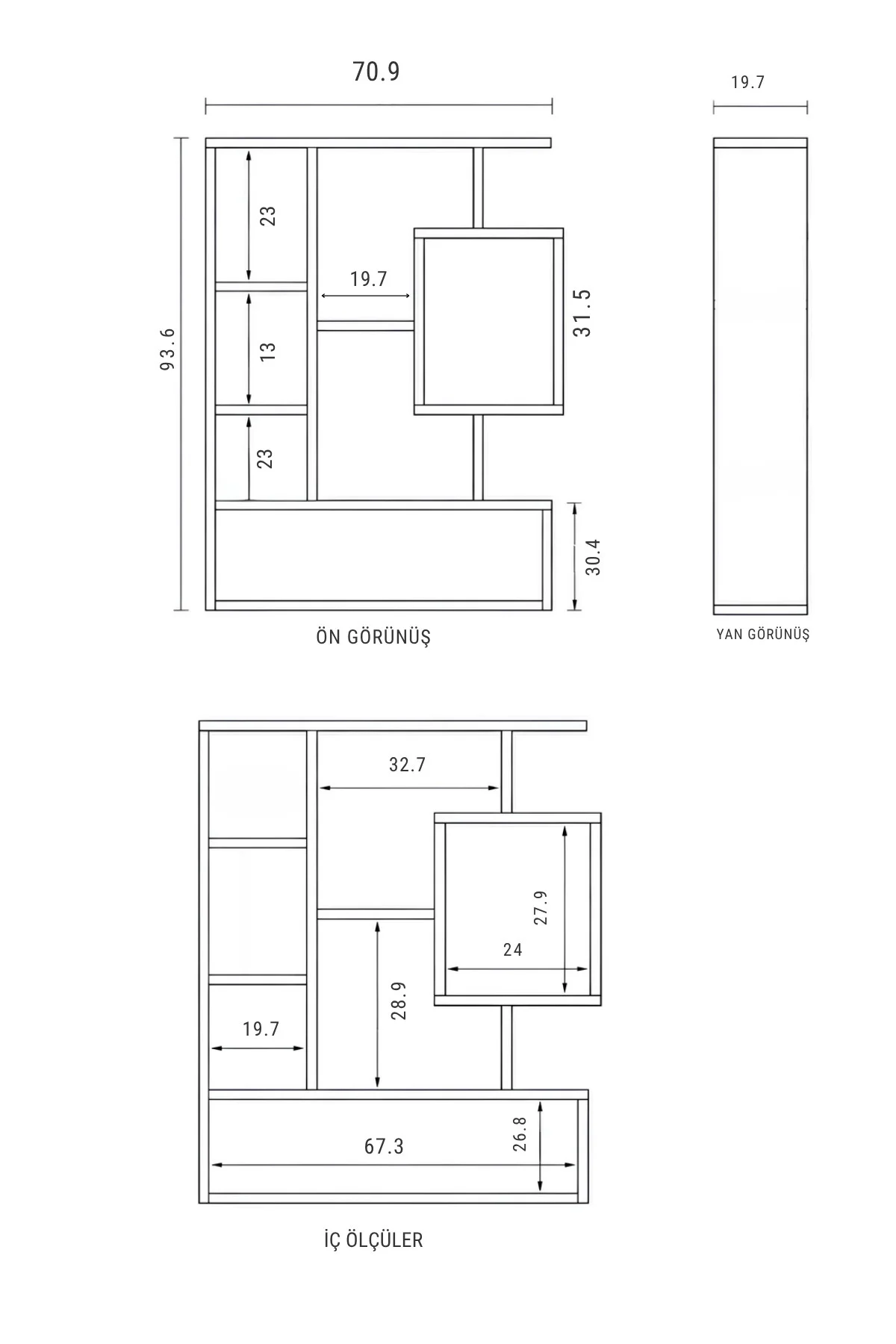 Bigane Büyük Dekoratif Duvar Rafı 70,9 × 93,6 cm – Asimetrik Çok Bölmeli Duvara Monte Raf Fiyatı, Yorumları ve Özellikleri