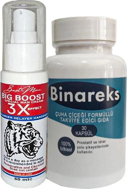 Bigboost 3xErkek Canlandırıcı Krem 50ml + Binareks 30 Tabletle Erkek Pırostat Fiyatı, Yorumları ve Özellikleri