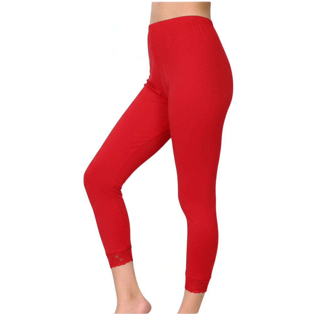 Bilek Bölgesi Dantel İşlemeli Kadın Tayt