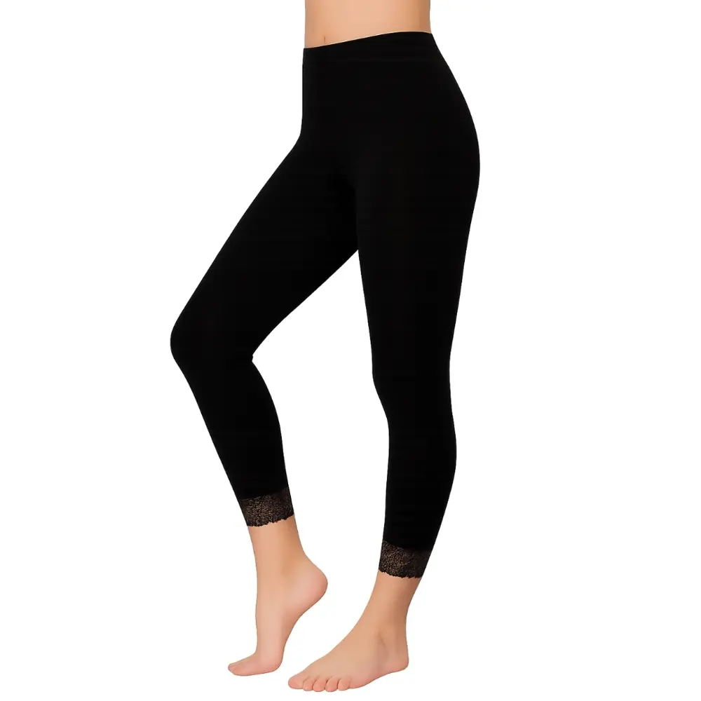 Bilek Bölgesi Dantel İşlemeli Kadın Tayt