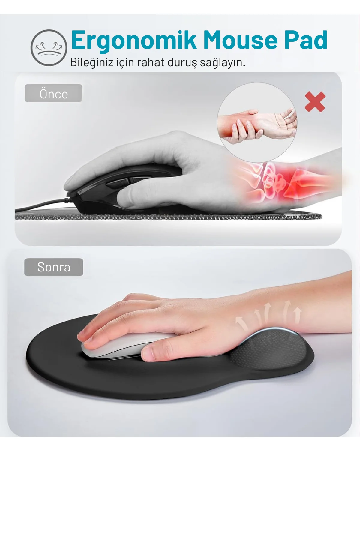 Bilek Destekli Ergonomik Rahat Konforlu Mouse Pad Bilek Destekli Ergonomik Rahat Konforlu Mouse Pad
