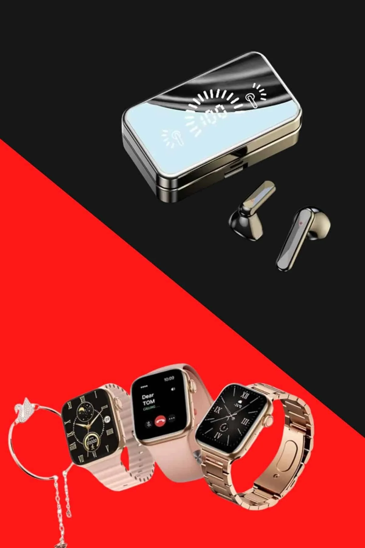 Bileklikli Amoled Ekran Akıllı Saat ve Dijital Göstergeli Kablosuz Bluetooth Kulaklık ANC/ ENC Bileklikli Amoled Ekran Akıllı Saat ve Dijital Göstergeli Kablosuz Bluetooth Kulaklık ANC/ ENC