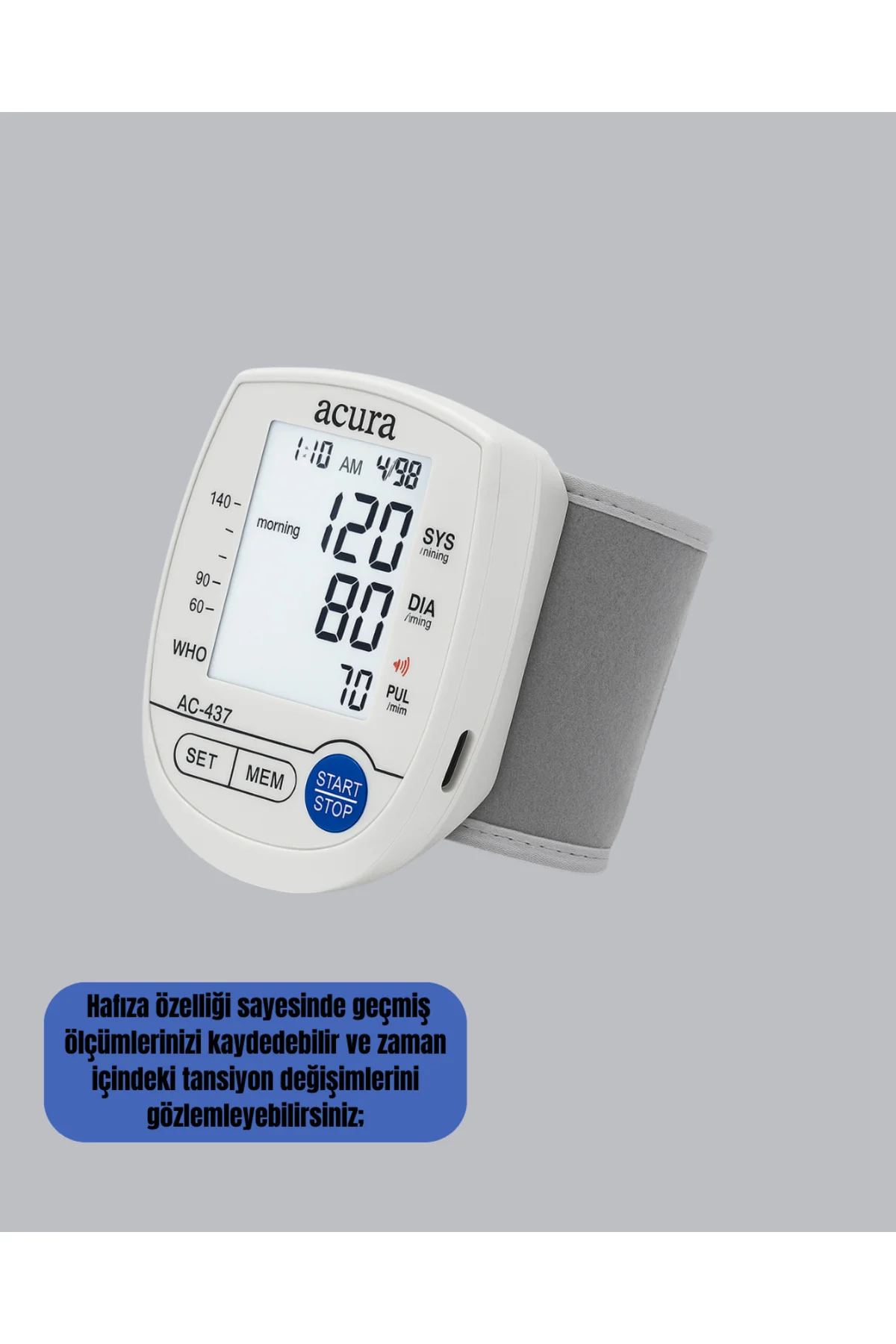 Bilekten Dijital Tansiyon Aleti Hem Pilli Hem Şarjlı Hafızalı - L