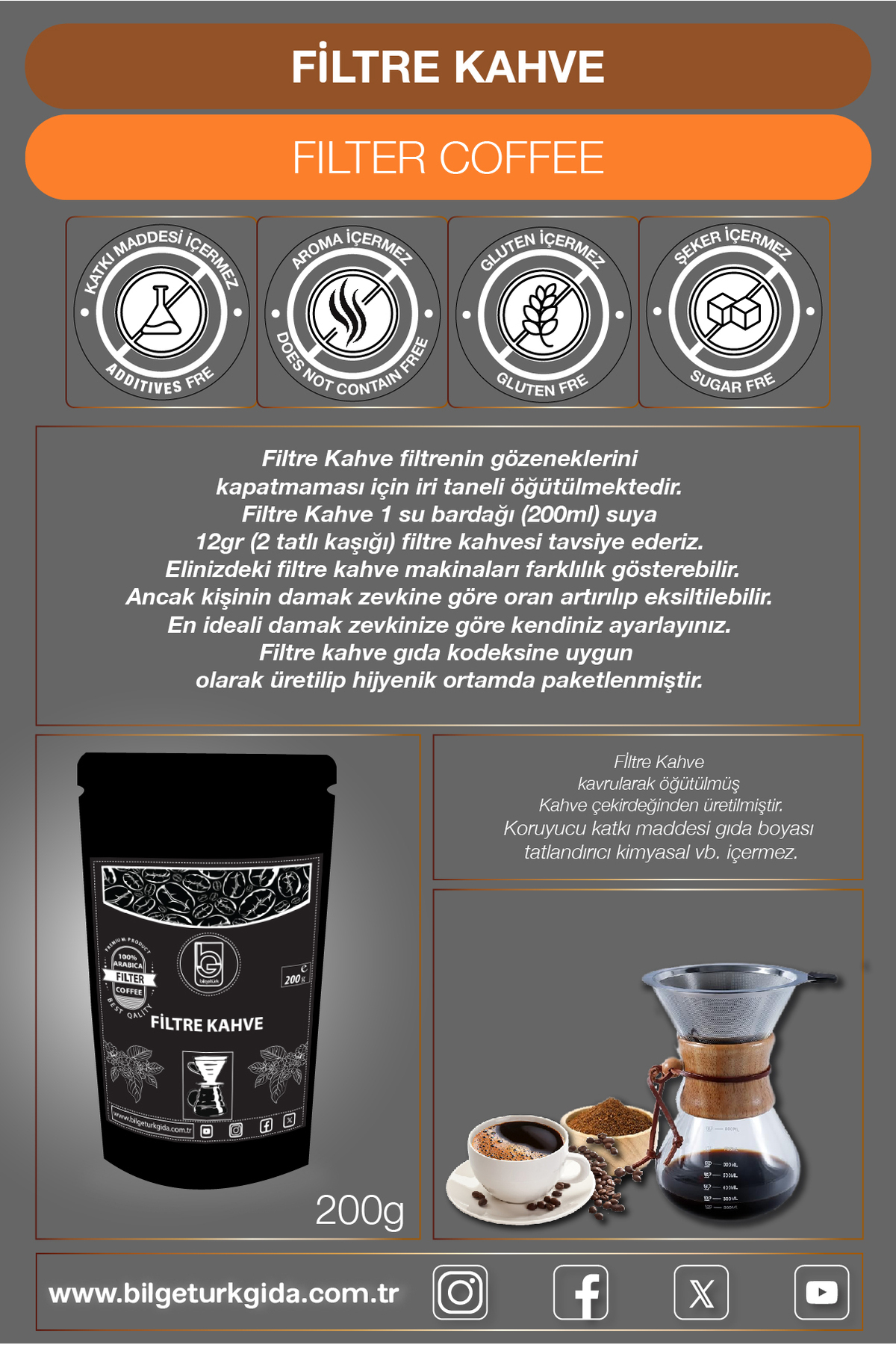 Bilgetürk Gida Bilgetürk Filtre Kahve 200 Gr