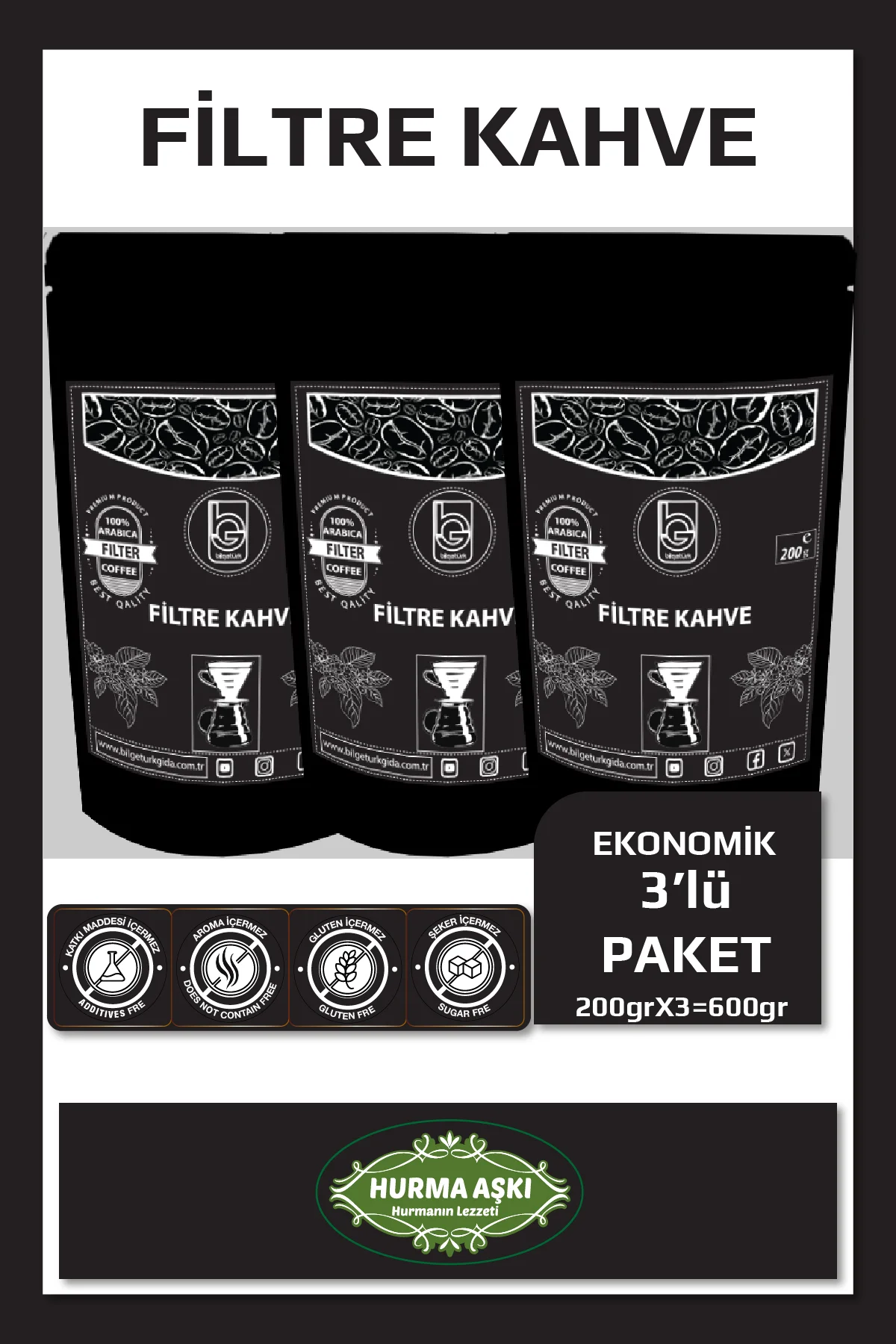 Bilgetürk Filtre Kahve 200GrX3=600Gr Bilgetürk Filtre Kahve 200GrX3=600Gr