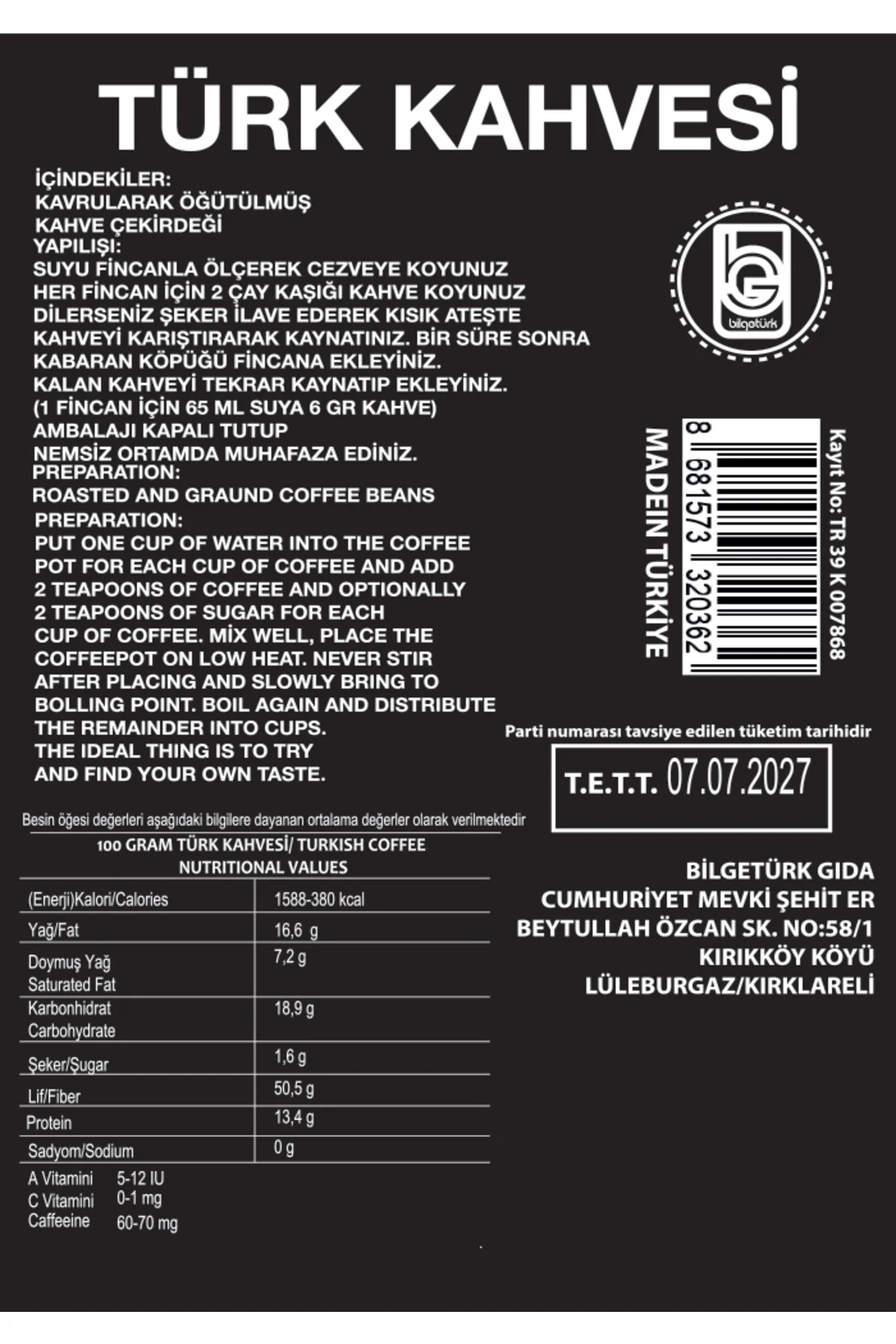 Bİlgetürk Türk Kahvesi 200 Gr Bİlgetürk Türk Kahvesi 200 Gr - Görsel 4