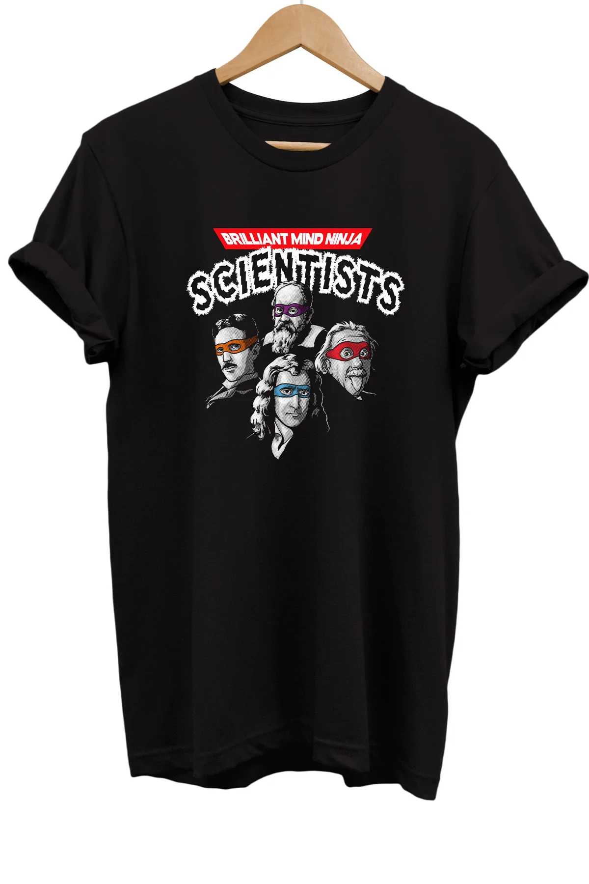 Bilim Adamları Baskılı %100 Pamuk Oversize T-shirt Büyük Beden Ti