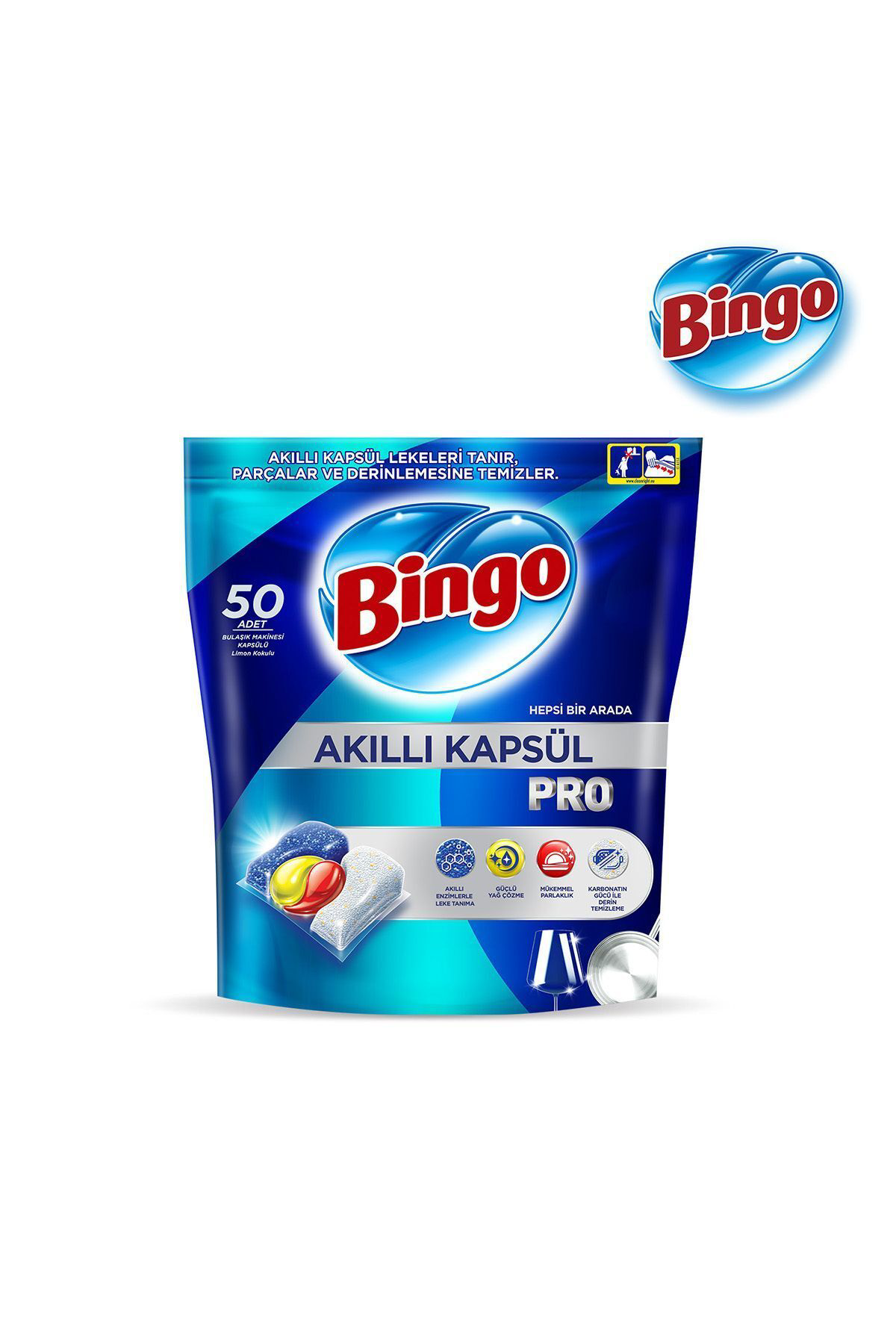 Bingo Akıllı Kapsül Pro Bulaşık Makinesi Deterjanı Tableti 50 Li
