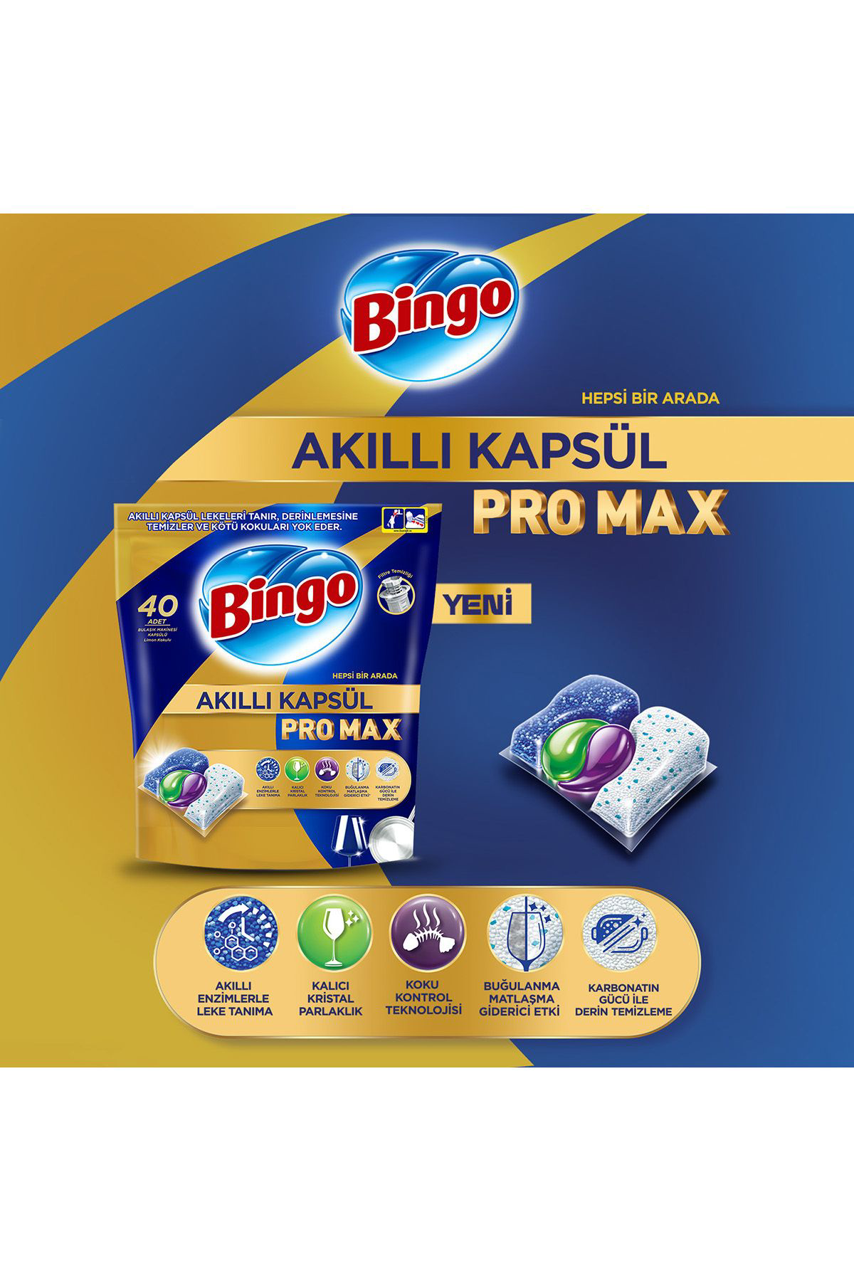 Bingo Akıllı Kapsül Pro Max Bulaşık Makinesi Deterjanı Tableti 60