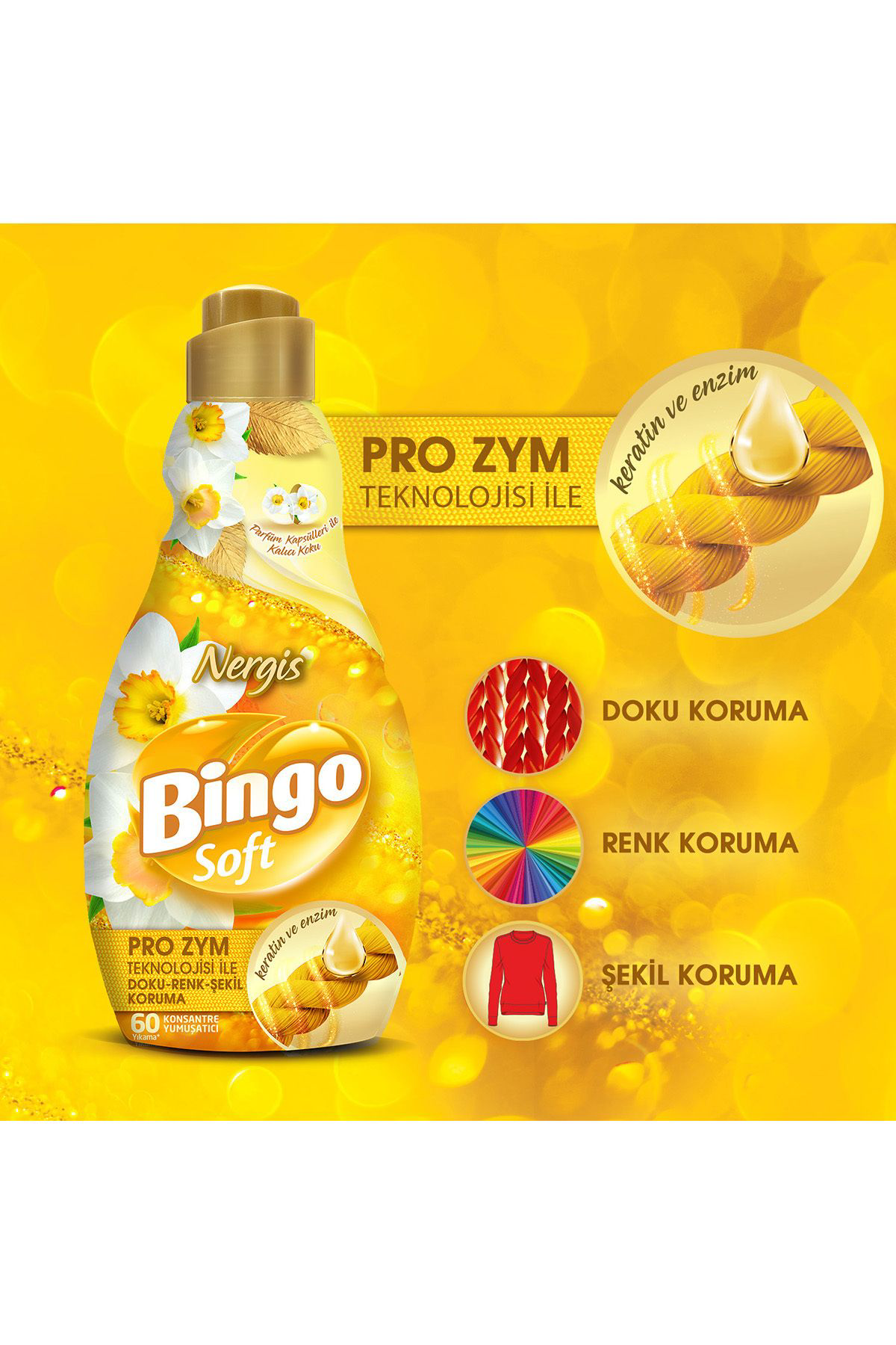 Bingo Soft Konsantre Çamaşır Yumuşatıcısı Nergis 1440 ml X 6 Adet