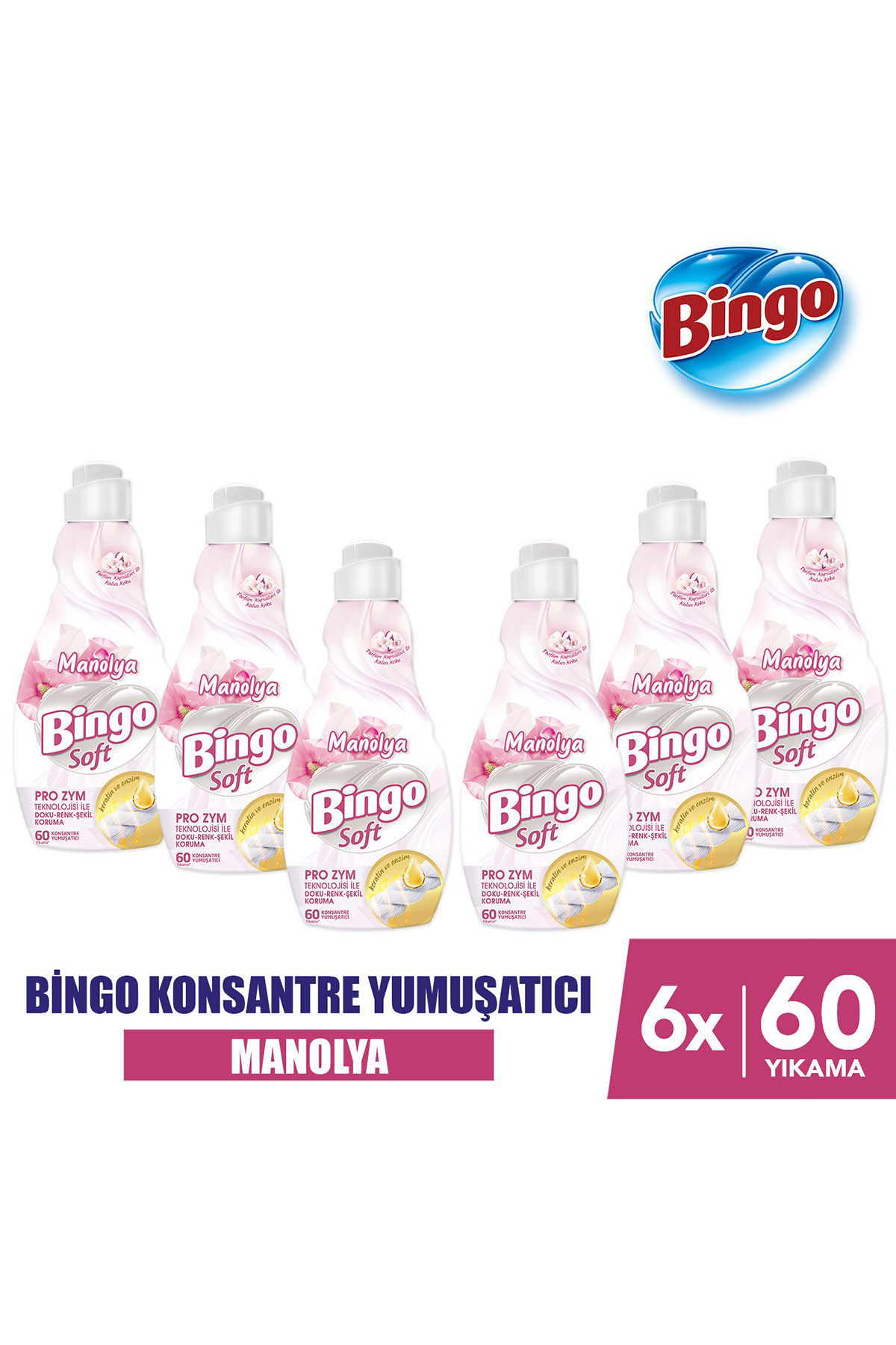 Bingo Soft Konsantre Çamaşır Yumuşatıcısı Manolya 1440 ml X 6 Ade