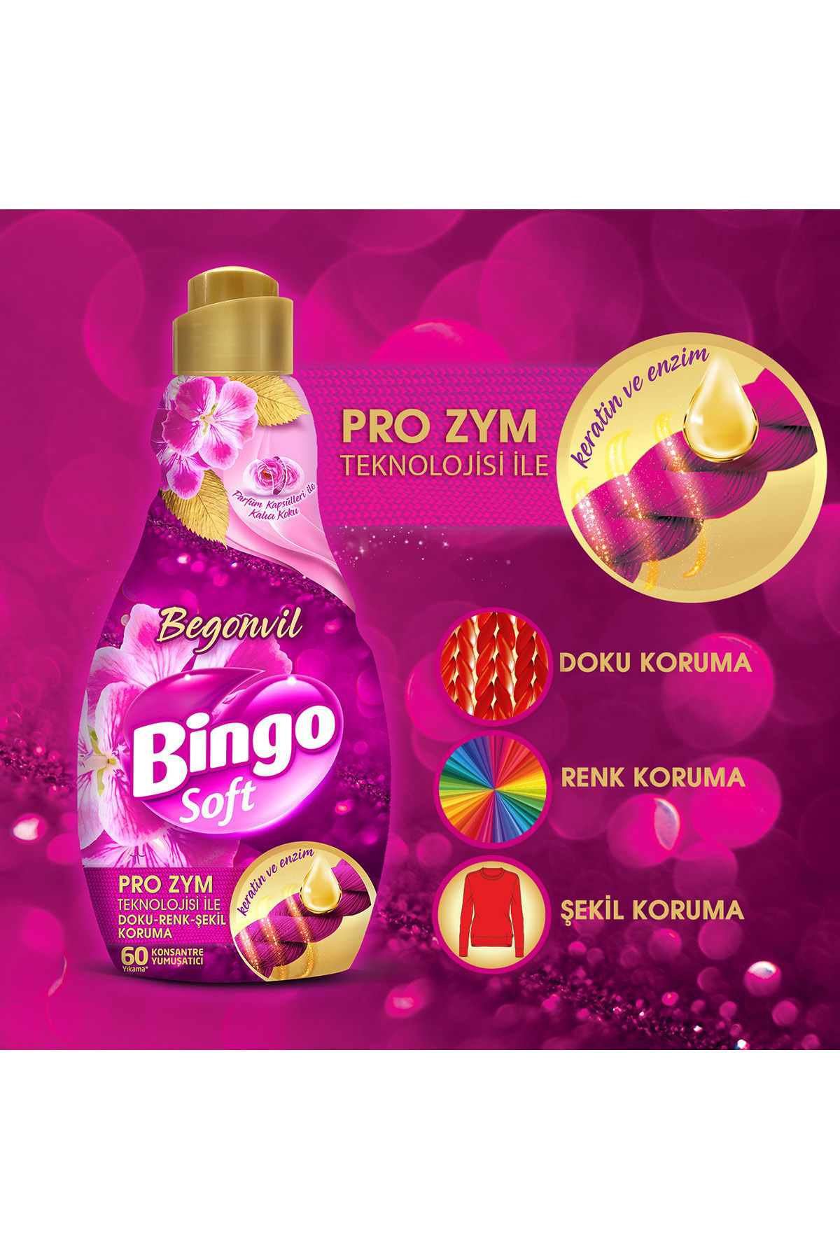 Bingo Soft Konsantre Çamaşır Yumuşatıcısı Begonvil 1440 ml X 6 Ad
