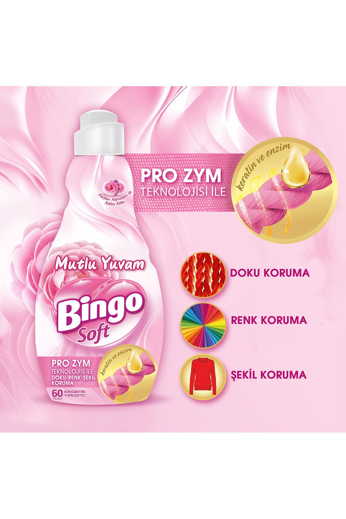 Bingo  Soft Konsantre Çamaşır Yumuşatıcısı Mutlu Yuvam 1440 Ml X 4