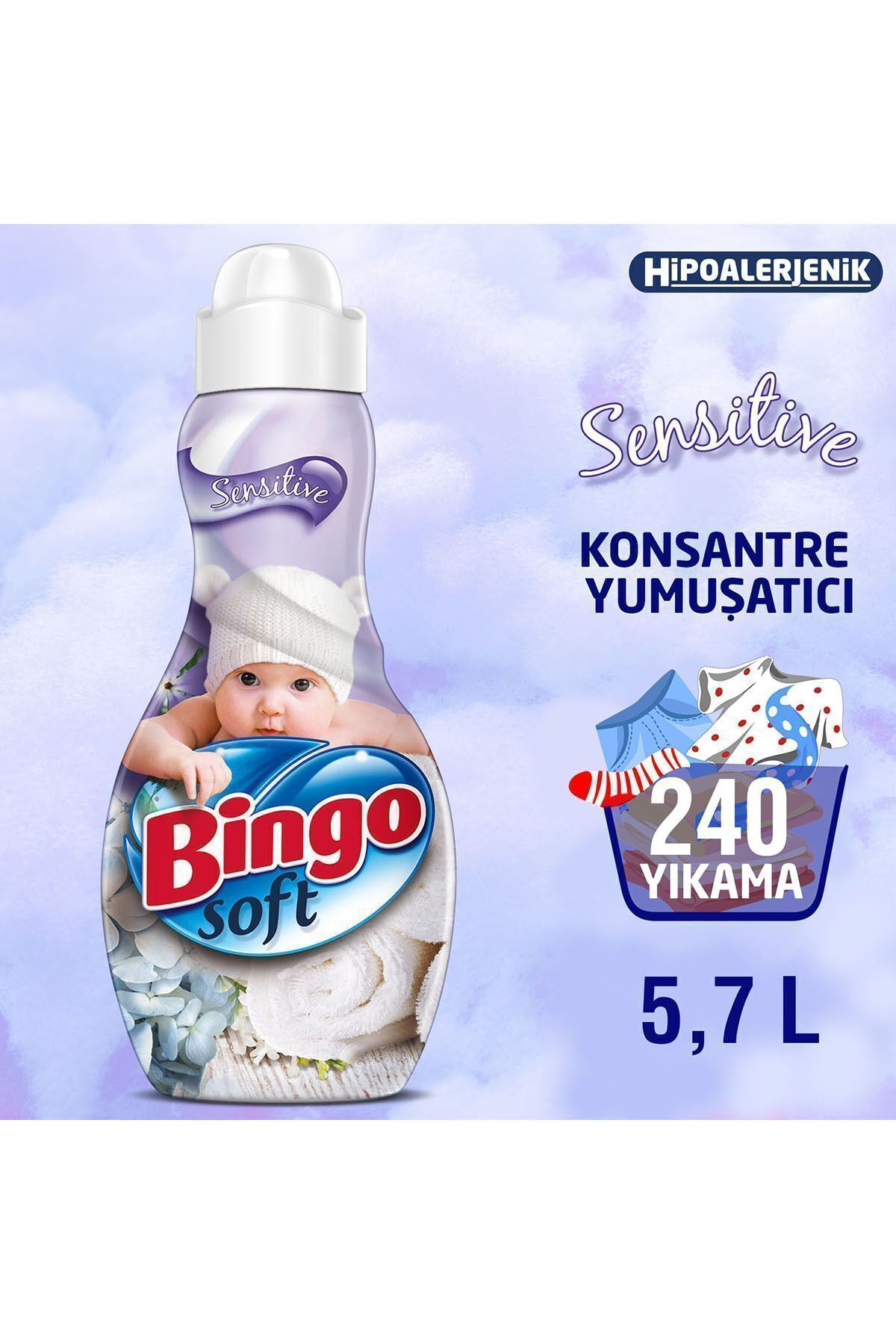Bingo  Soft Konsantre Çamaşır Yumuşatıcısı Sensitive 1440 Ml Ekono