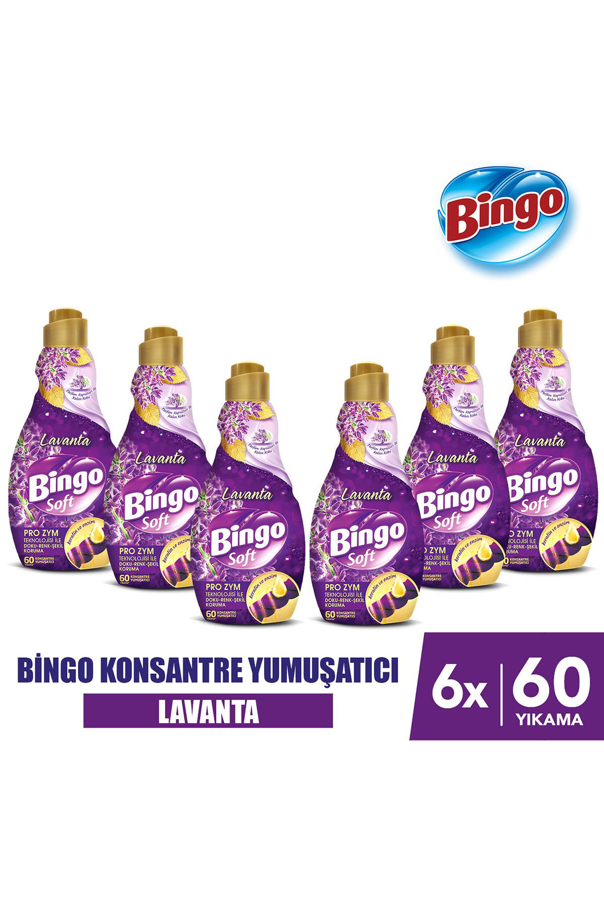 BİNGO Soft Konsantre Çamaşır Yumuşatıcısı Lavanta 1440 ml X 6 Ade