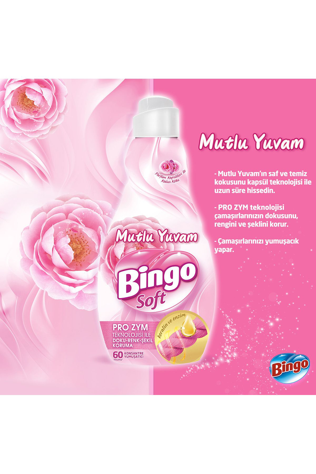 Bingo  Soft Konsantre Çamaşır Yumuşatıcısı Mutlu Yuvam 1440 Ml X 6