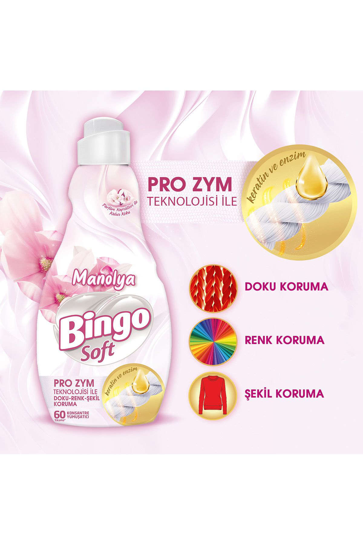 Bingo  Soft Konsantre Çamaşır Yumuşatıcısı Manolya 1440 Ml X 4 Ade