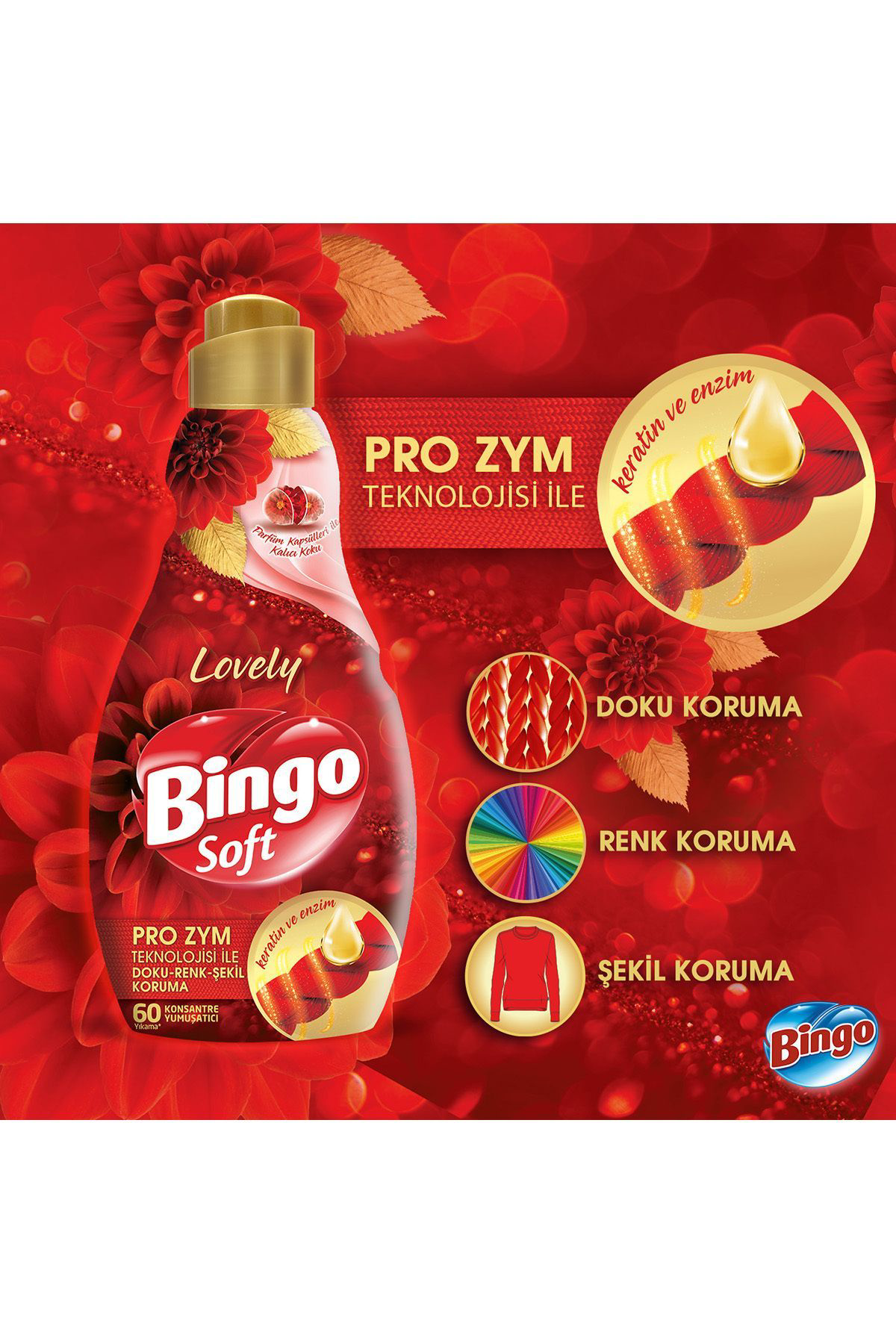 Bingo Soft Konsantre Çamaşır Yumuşatıcısı Lovely 1440 ml X 4 Adet