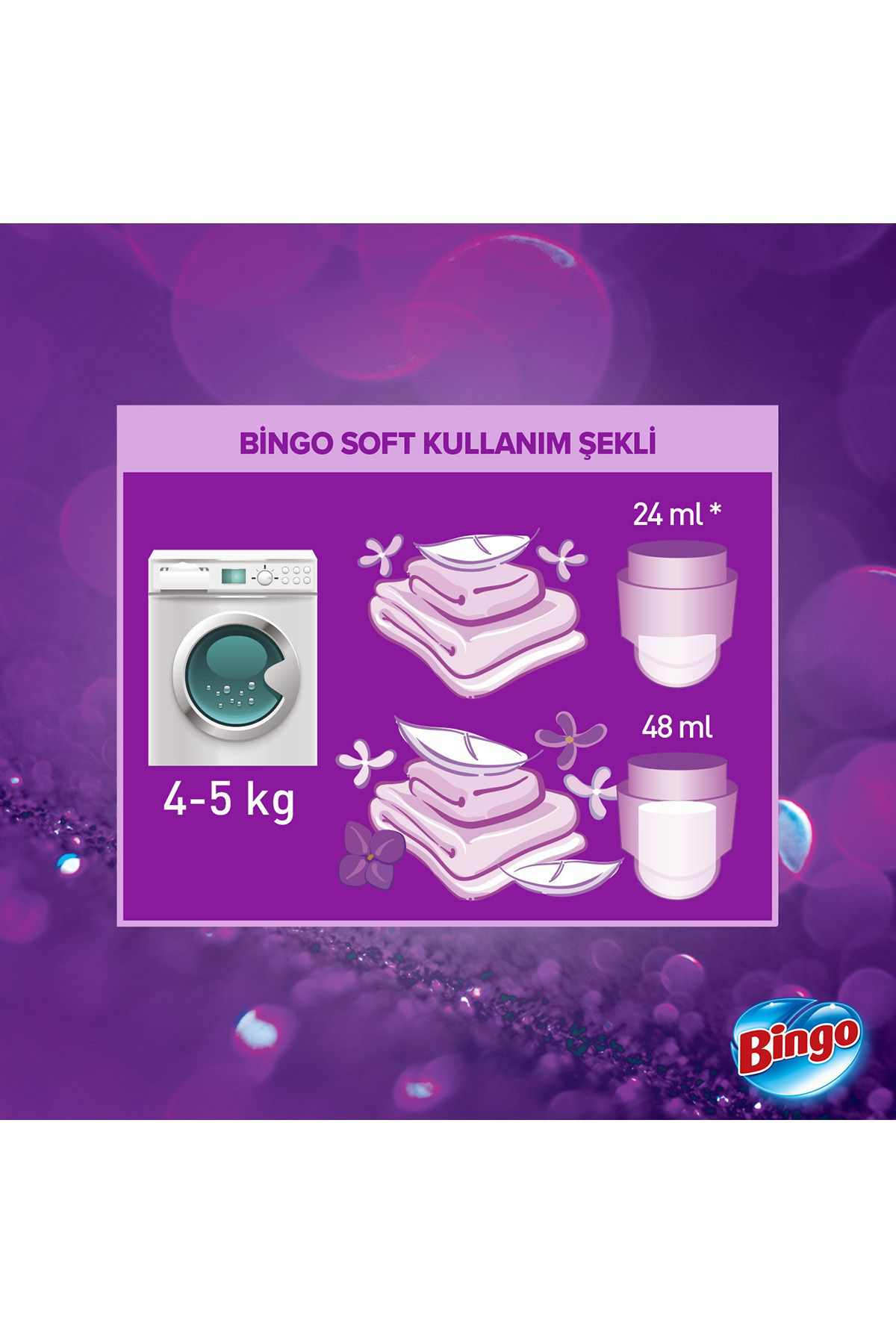 BİNGO Soft Konsantre Çamaşır Yumuşatıcısı Lavanta 1440 ml X 6 Ade