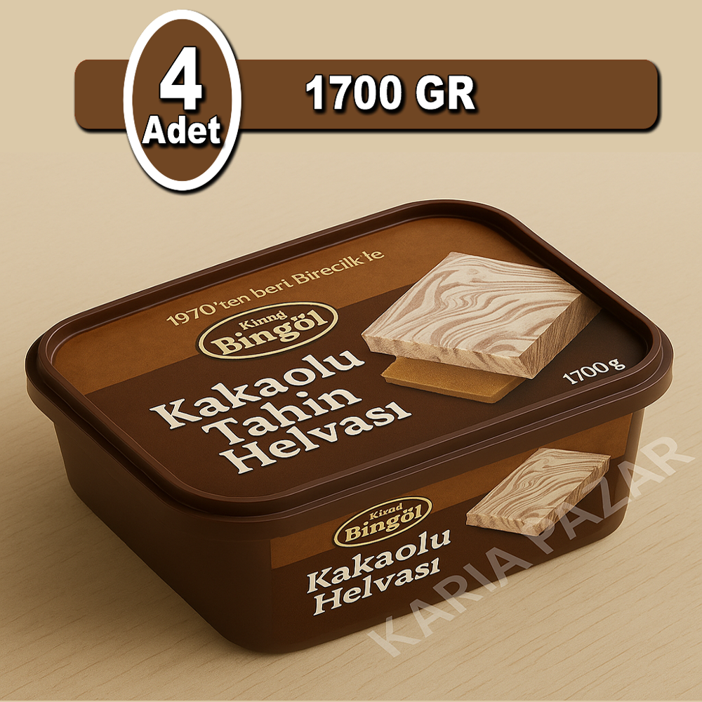 Bingöl Kakaolu Tahin Helvası 1700 G X 4 | Aile Boyu Paket
