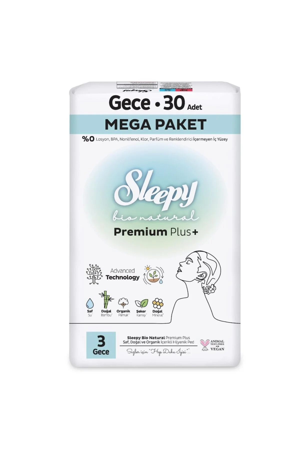 Bio Natural Premium Plus Mega Gece Ped 30 Adet