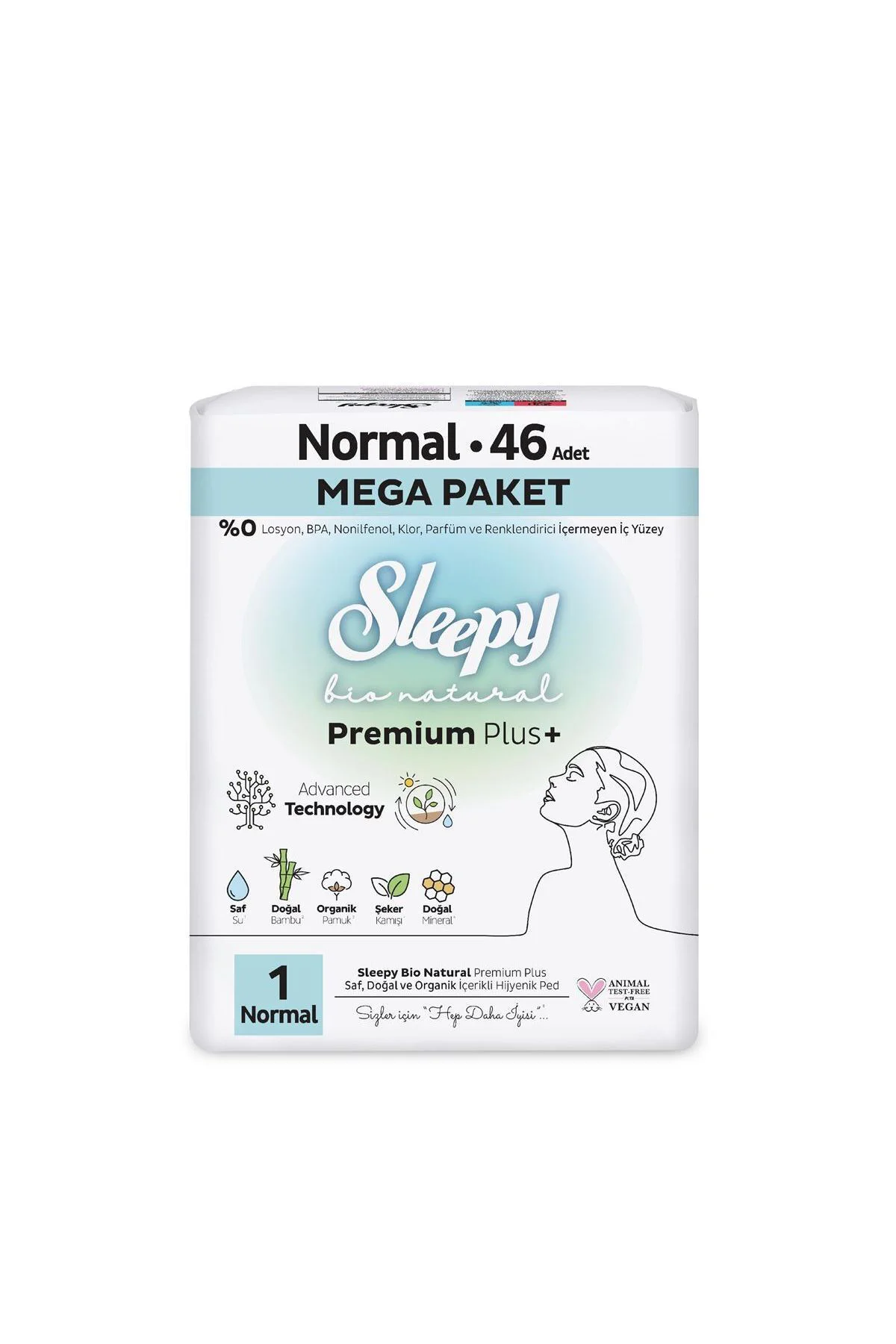 Bio Natural Premium Plus Hijyenik Ped Mega Paket Normal 46 Adet