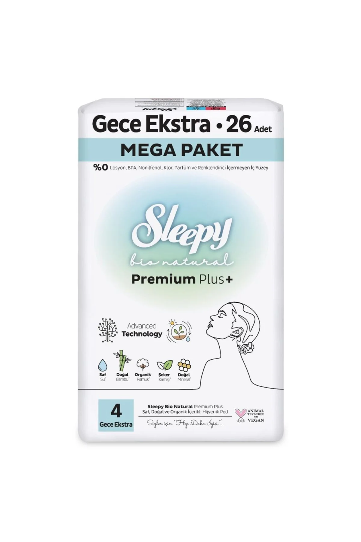 Bio Natural Premium Plus Mega Ekstra Gece Ped 26 Adet
