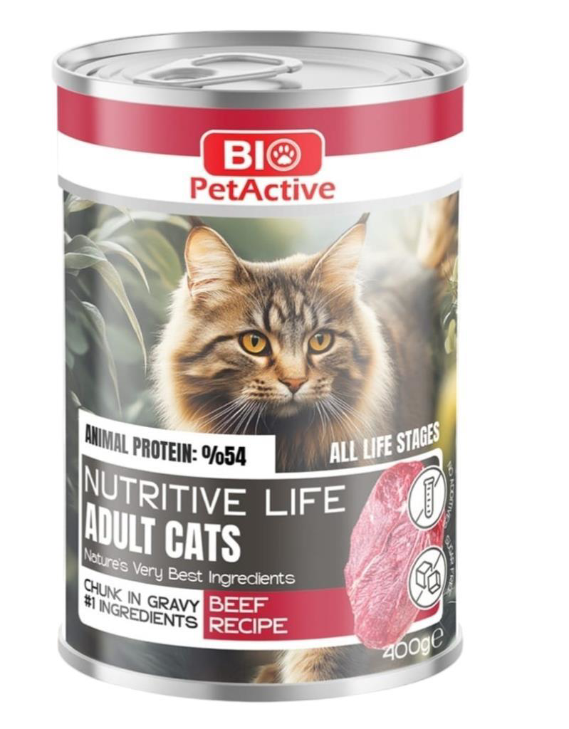 Bio Petactive  Nutritive Life Siğir Etli  Kedi Konservesi 400 Gr