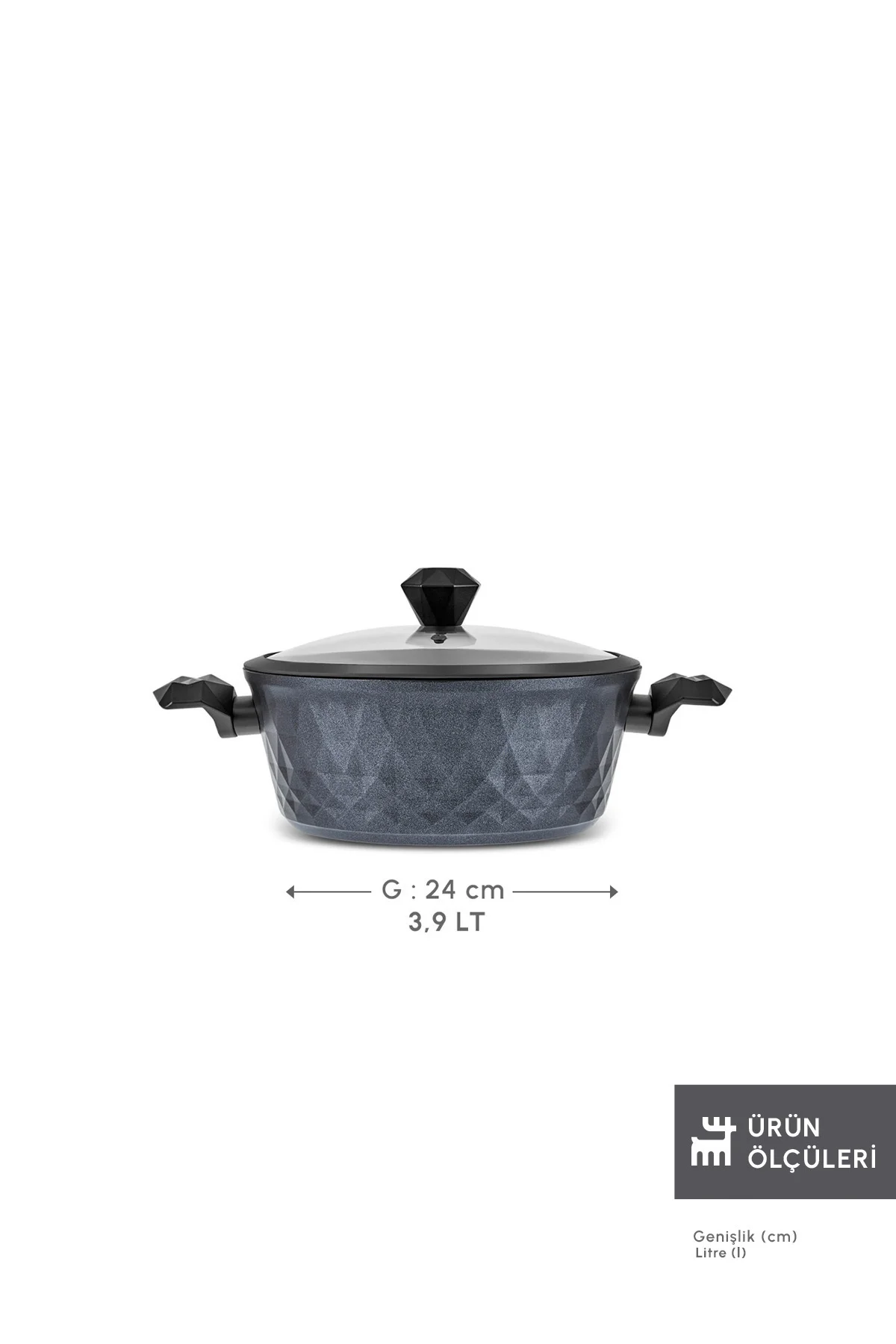 Biodiamond Antibakteriyel Kulp Tencere 24 Cm 3,9 Lt - Görsel 3