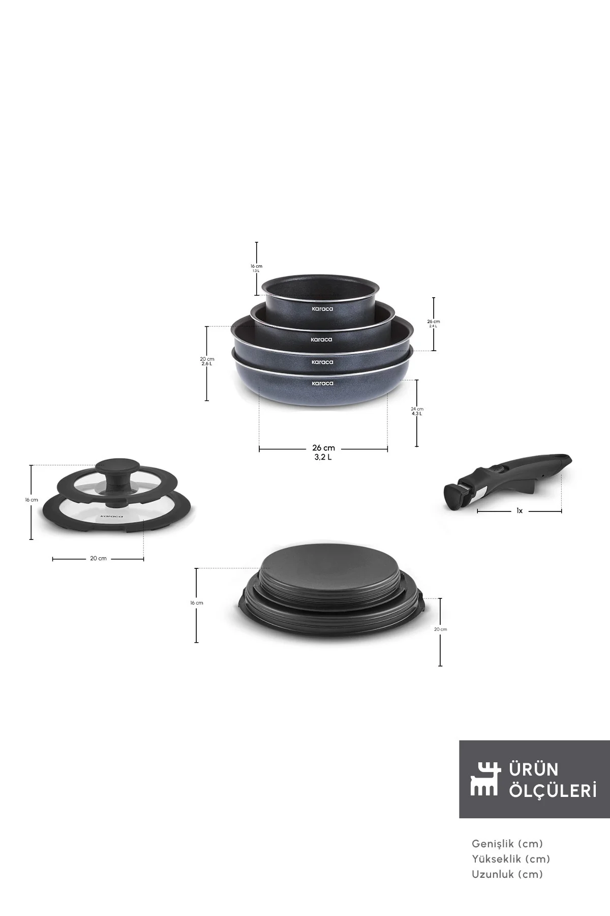 Biodiamond Smart Clip Çıkarılabilir Saplı İndüksiyon Tabanlı 9 Parça Tencere / Tava Seti