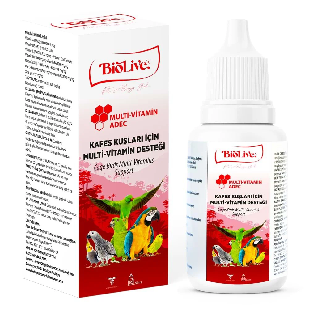 Biolive ADEC Kuşlar İçin Multimin 50ml Fiyatı, Yorumları ve Özellikleri