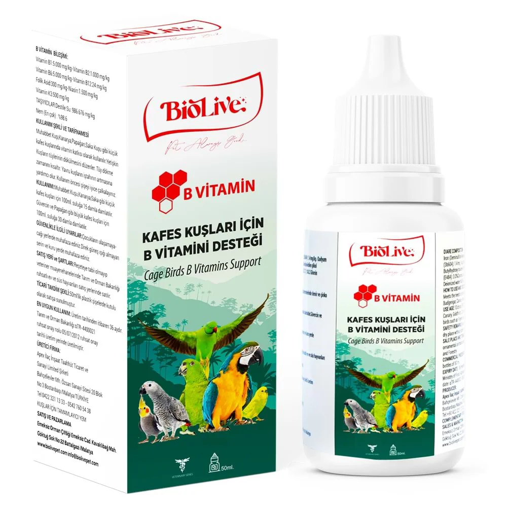Biolive B-min Kuşlar İçin Tüy Döküm Desteği 50ml Fiyatı, Yorumları ve Özellikleri