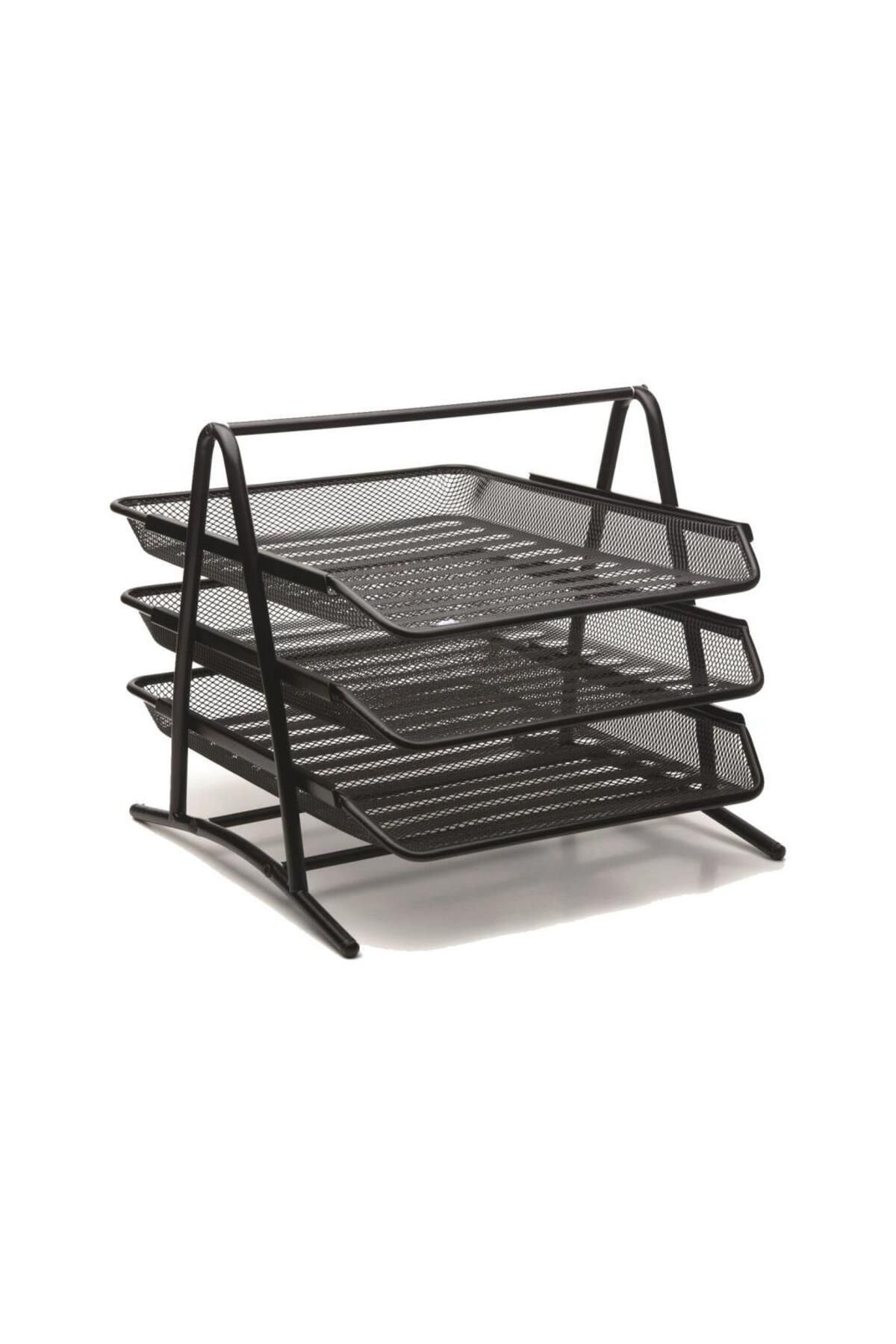 Mas Bion Evrak Rafı 3 Lü Metal Siyah - Ofs-673