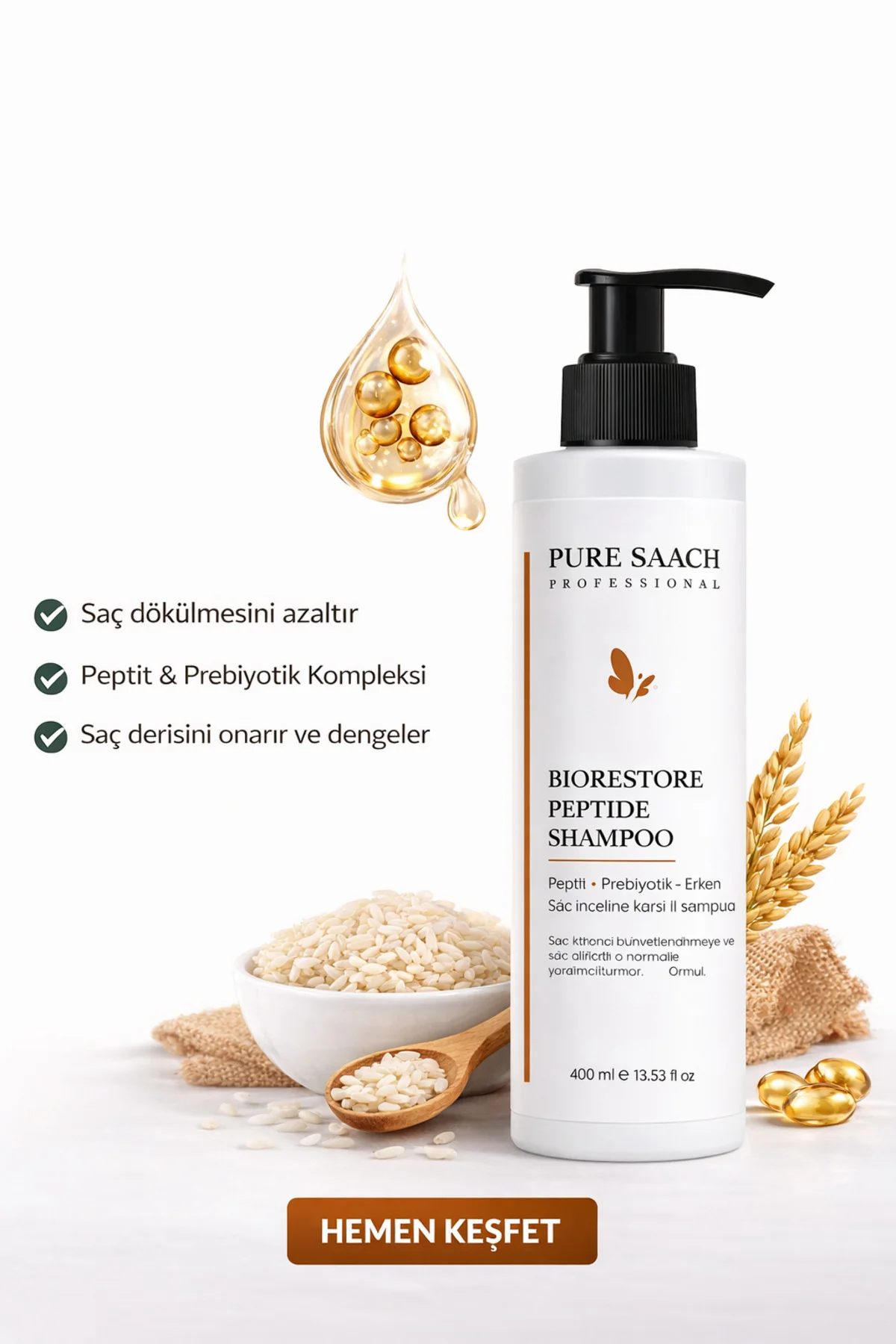 BioRestore Peptide Onarıcı Bakım Şampuanı - Yıpranmış Saçlar İçin 400 ml - Görsel 4