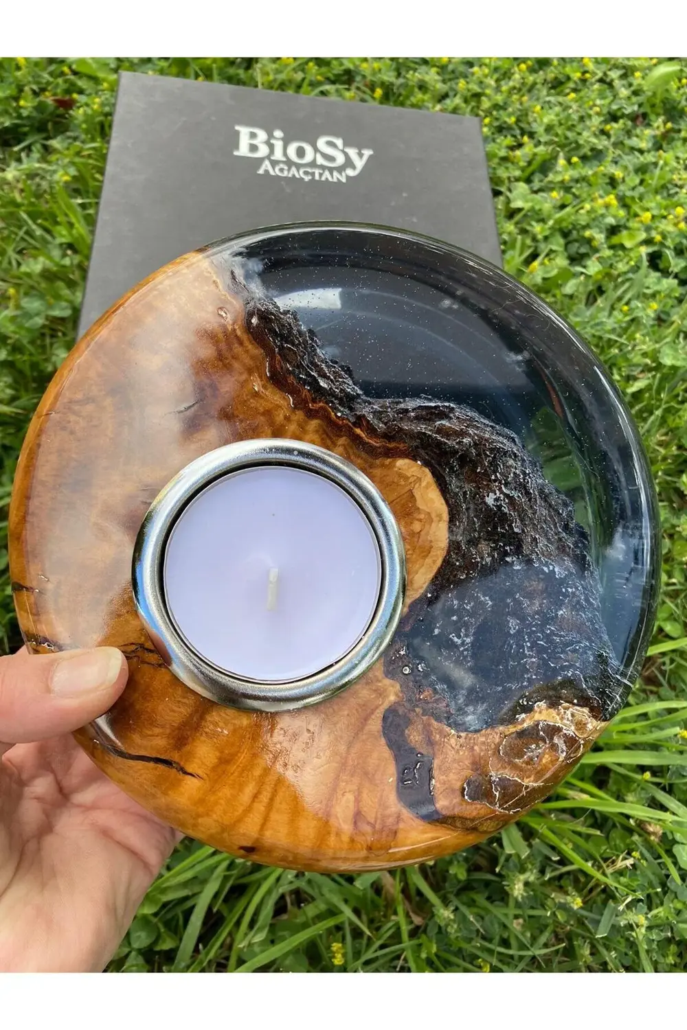 Biosy Zeytin Ağacından Mumluk Füme 18,5 cm