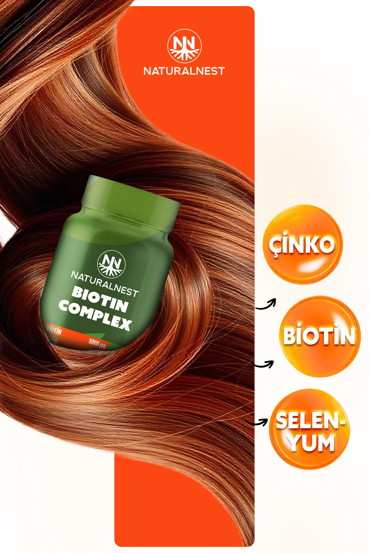 Biotin Complex 5.000 mcg 60 Tablet - Biyotin, Çinko, Selenyum, Bakır, B5, D3 Vitamini