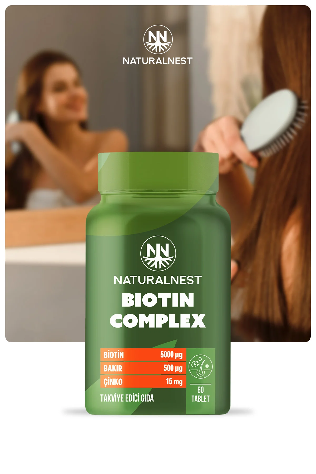 Biotin Complex 5.000 mcg 60 Tablet - Biyotin, Çinko, Selenyum, Bakır, B5, D3 Vitamini