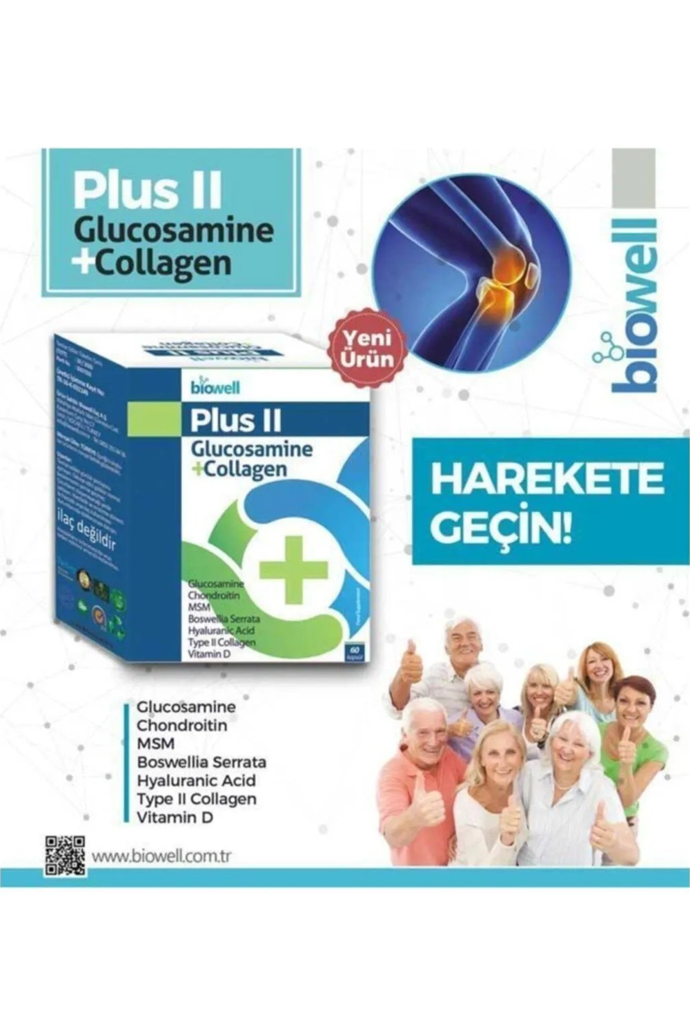 Biowell  Plus İi Glucosamine + Collagen 60 Kapsül