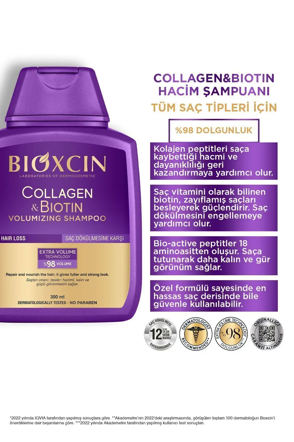 Bioxcin Collagen & Biotin Ekstra Hacim & Dolgunlaştırıcı Şampuan 