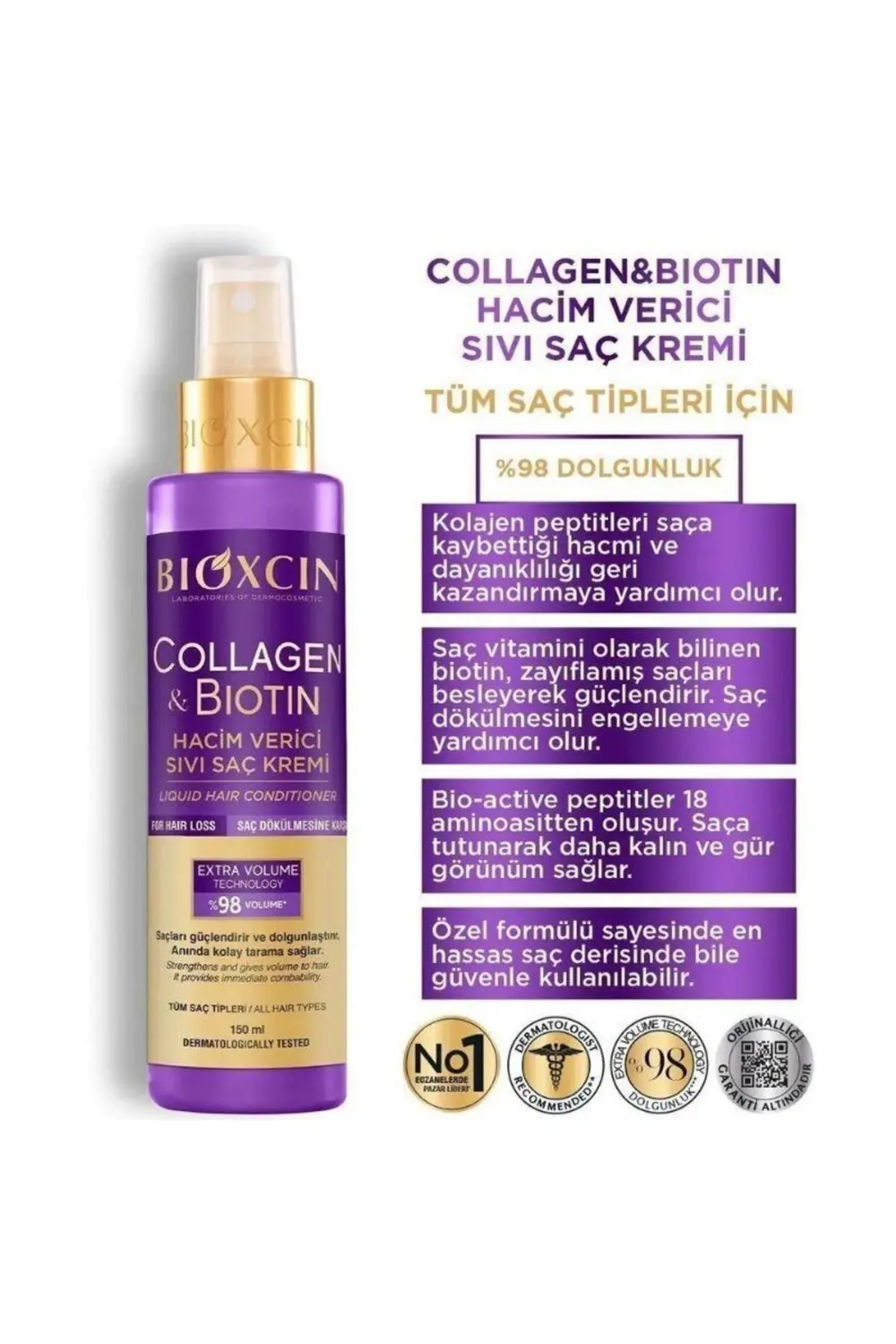 Bioxcin Collagen Biotin Hacim Verici Sıvı Saç Kremi 150 ml Bioxcin Collagen Biotin Hacim Verici Sıvı Saç Kremi 150 ml