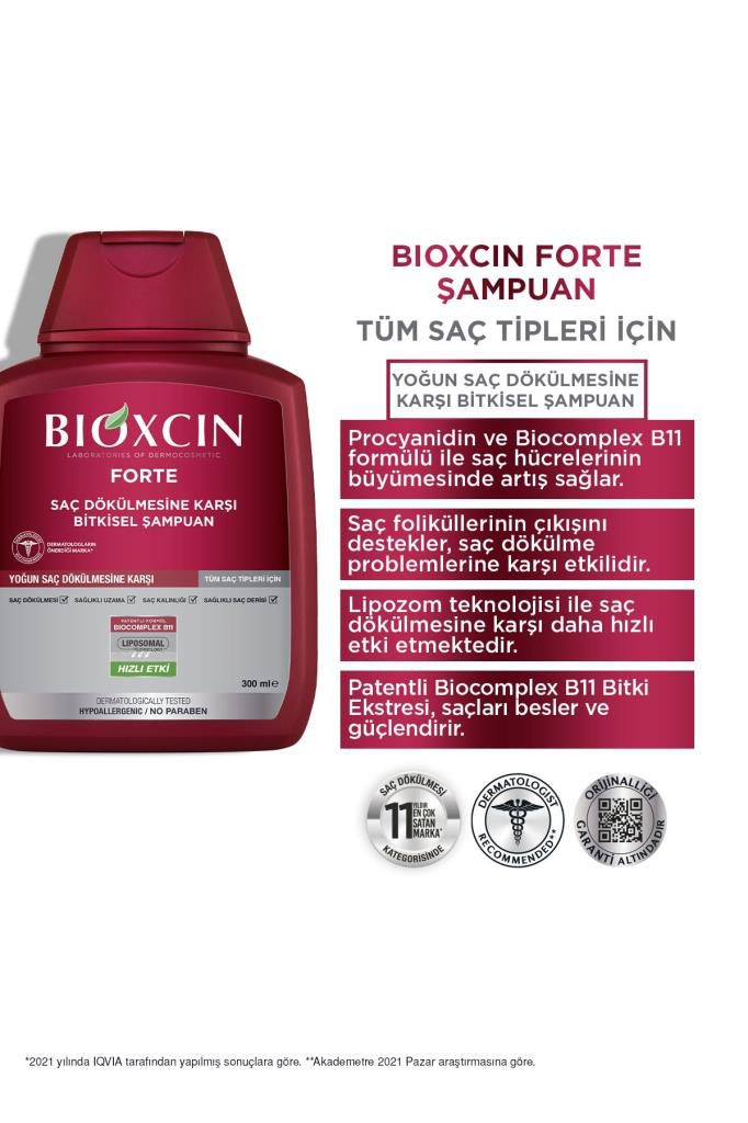Bioxcin Forte Şampuan 300 ml - 3al2 Öde Tüm Saç Tipleri için Bioxcin Forte Şampuan 300 ml - 3al2 Öde Tüm Saç Tipleri için