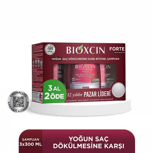 Bioxcin Forte Şampuan 300 ml - 3al2 Öde Tüm Saç Tipleri için Bioxcin Forte Şampuan 300 ml - 3al2 Öde Tüm Saç Tipleri için